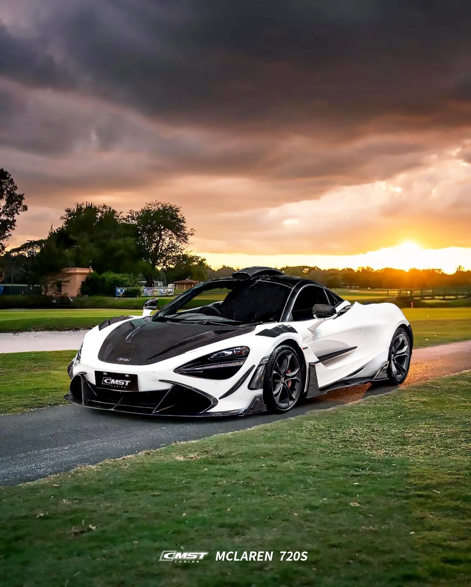 McLaren 720S 2018 2019 2020 2021 2022 2023 & 750S 2024-ON & 765LT 2021 2022 with Aftermarket Parts - V1 Hood Carbon Fiber / FRP from CMST Tuning