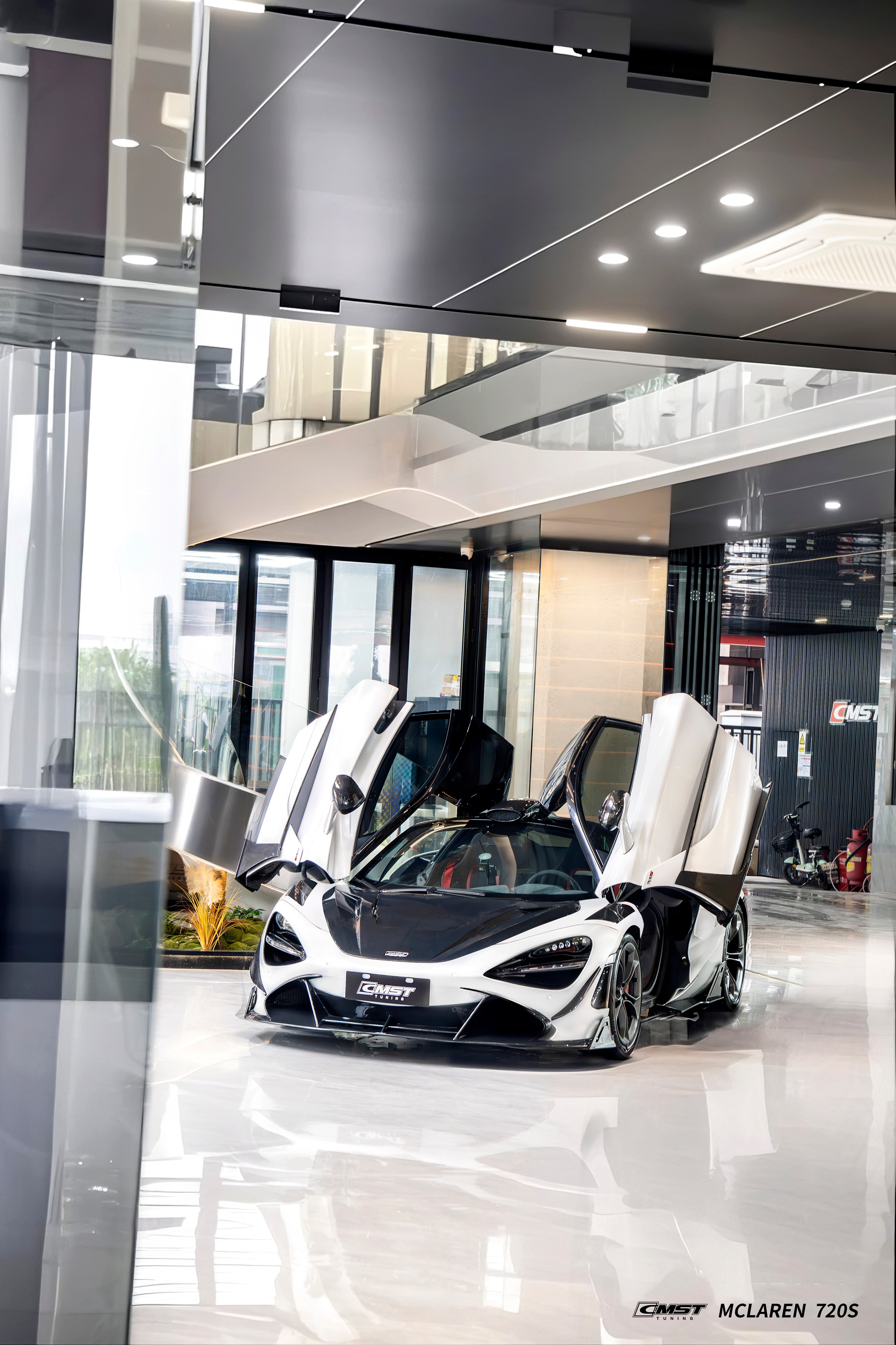 McLaren 720S 2018 2019 2020 2021 2022 2023 with Aftermarket Parts - V3 Front Lip Carbon Fiber / FRP from CMST Tuning