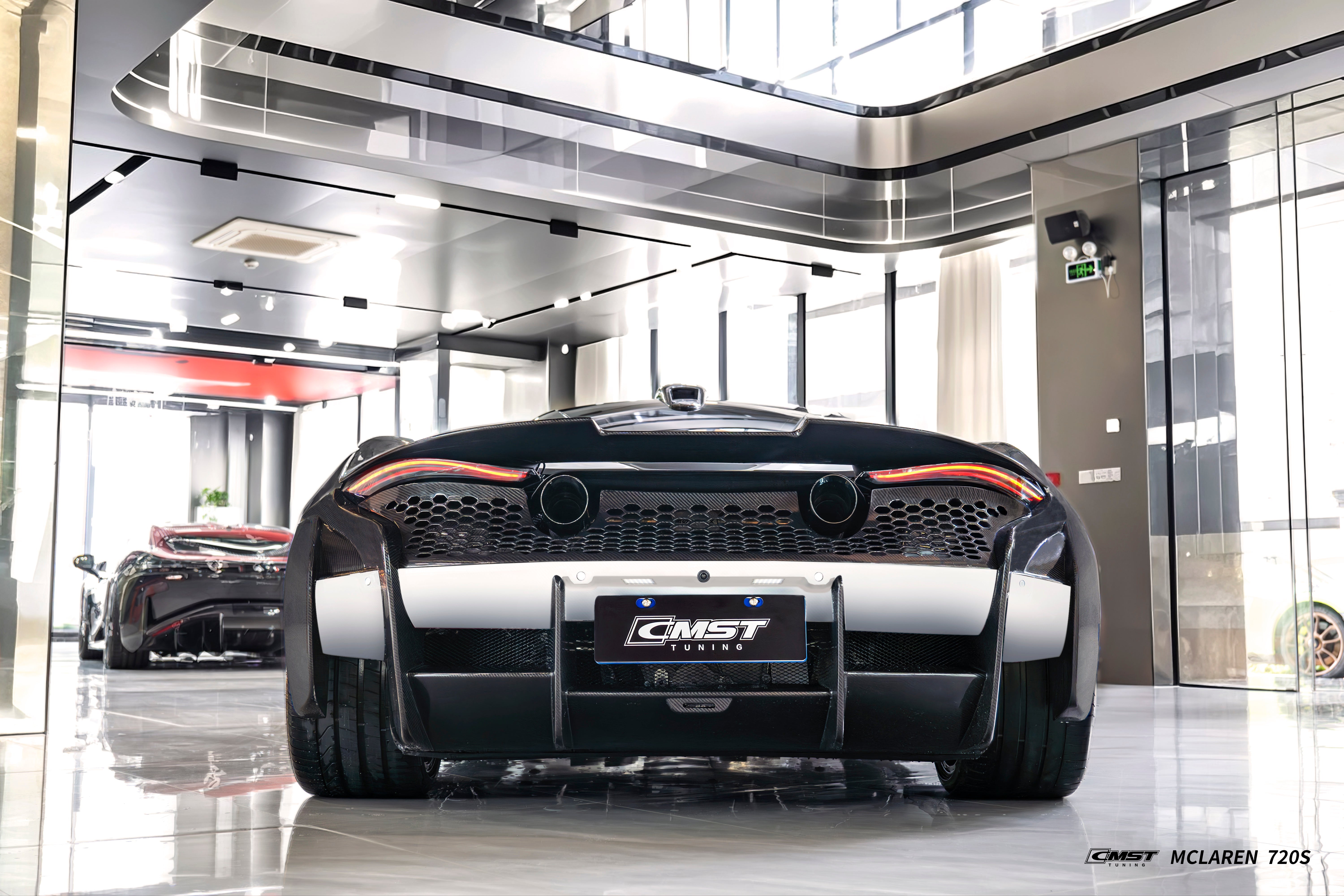 McLaren 720S 2018 2019 2020 2021 2022 2023 with Aftermarket Parts - Rear Bumper & Diffuser Carbon Fiber / FRP from CMST Tuning