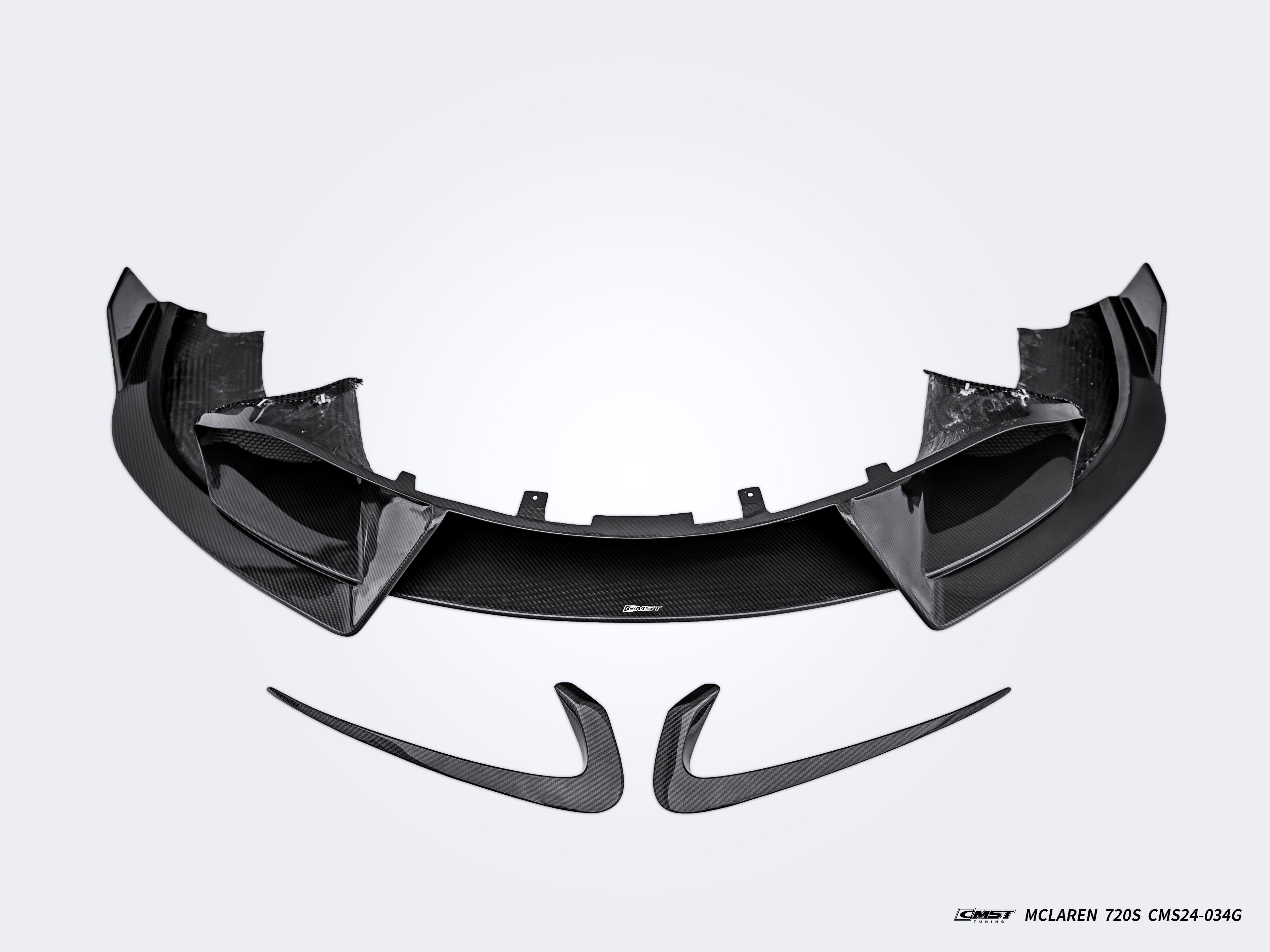McLaren 720S 2018 2019 2020 2021 2022 2023 with Aftermarket Parts - V2 Front Lip Carbon Fiber / FRP from CMST Tuning