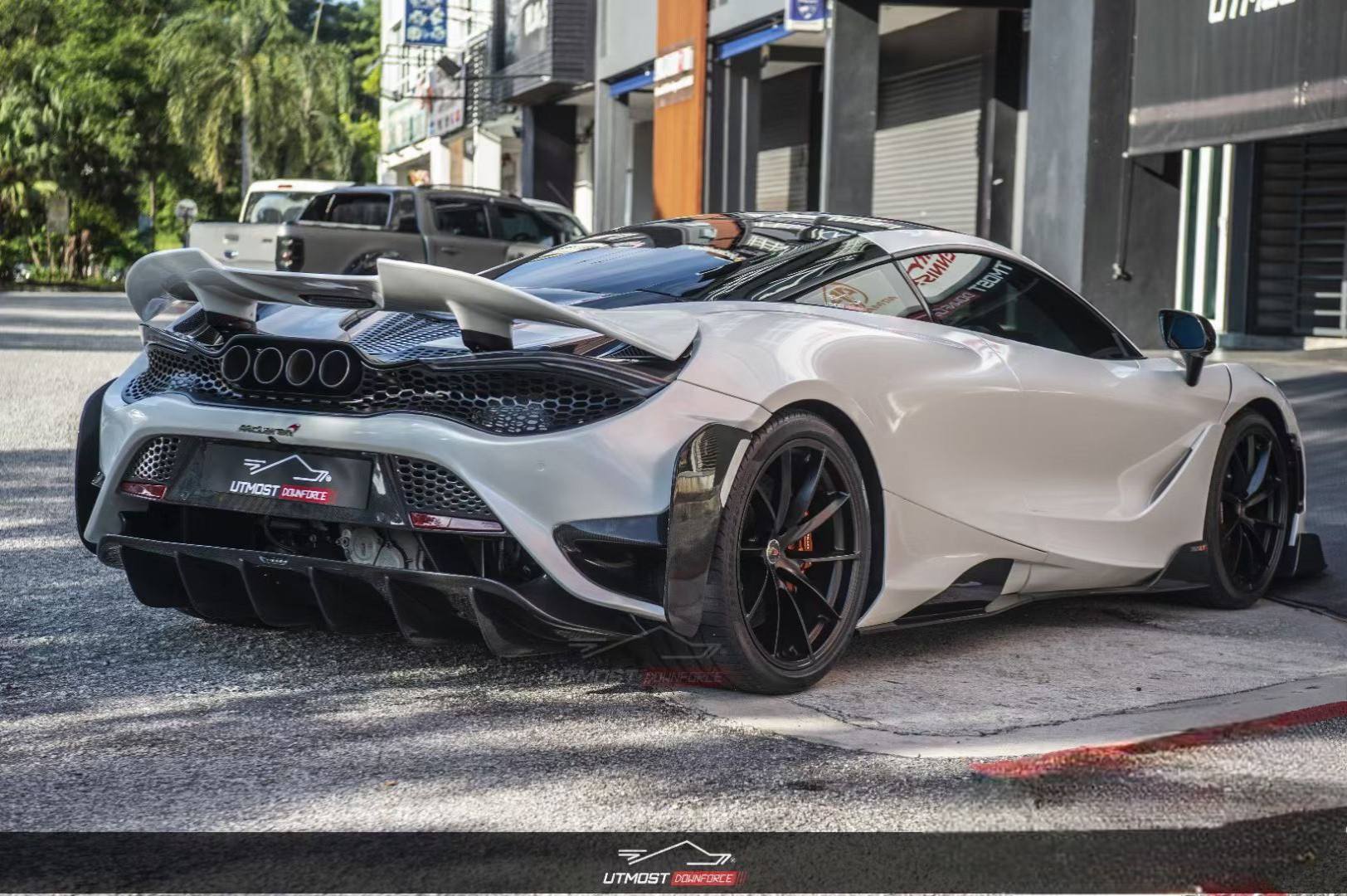 McLaren 720s 2018 2019 2020 2021 2022 2023  with Aftermarket Parts - 765lt Conversion Rear Bumper & Rear Diffuser & Rear Canards Carbon Fiber / FRP from CMST Tuning