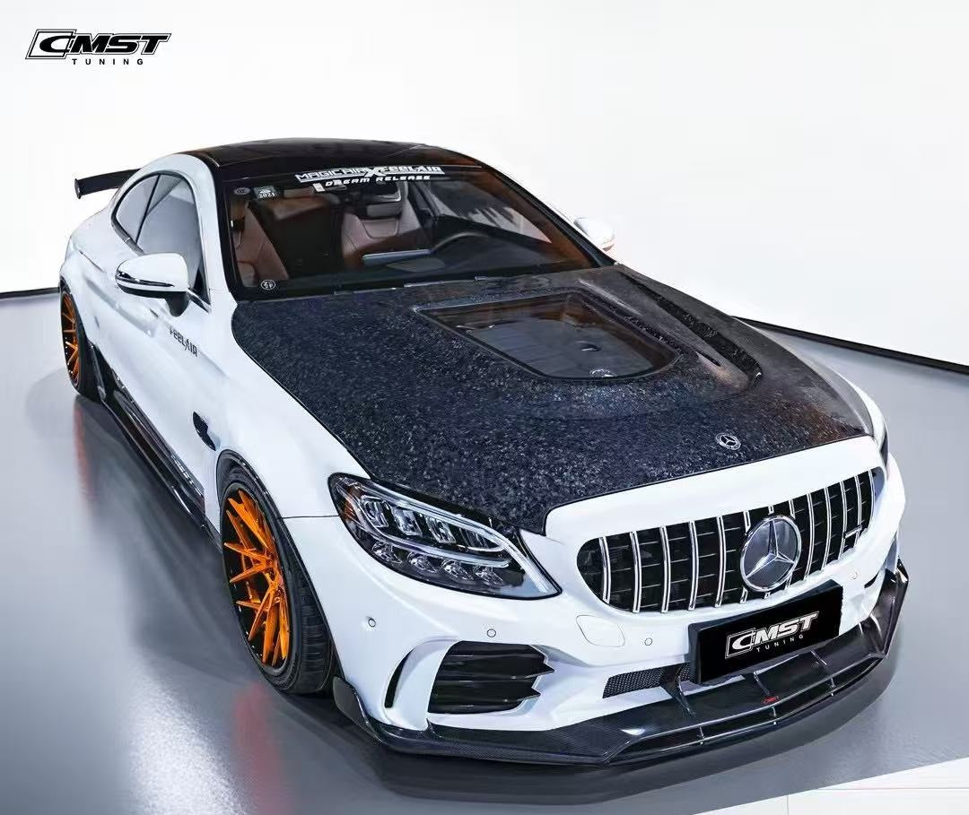 Mercedes Benz AMG C43 C300 W205 2019-2023 (C300 requires sports package front bumper) with Aftermarket Parts - Upper Valences Carbon Fiber / FRP from CMST Tuning
