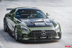 Mercedes Benz AMG GT GTS GTC C190 2016-2021 (designed to work with CMST Black Series Style Front Fenders, corner small lips would need to be shaved off for fitment with OEM fenders, 3 point star not included) with Aftermarket Parts - Front Bumper Set Carbon Fiber / FRP from CMST Tuning