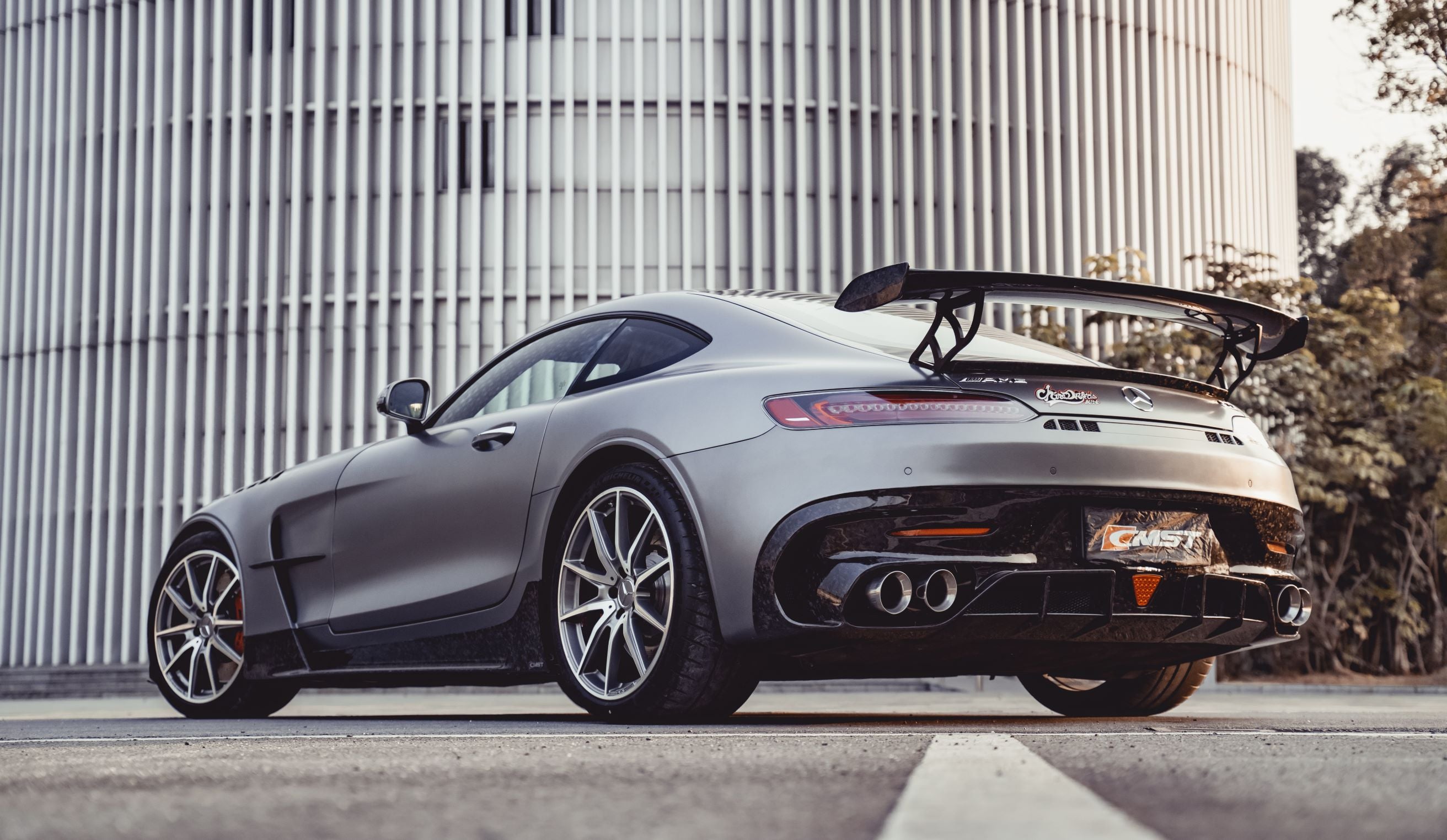 Mercedes Benz AMG GT GTS C190 2016-2021 with Aftermarket Parts - Black Series Style Rear Bumper & Diffuser Carbon Fiber / FRP from CMST Tuning