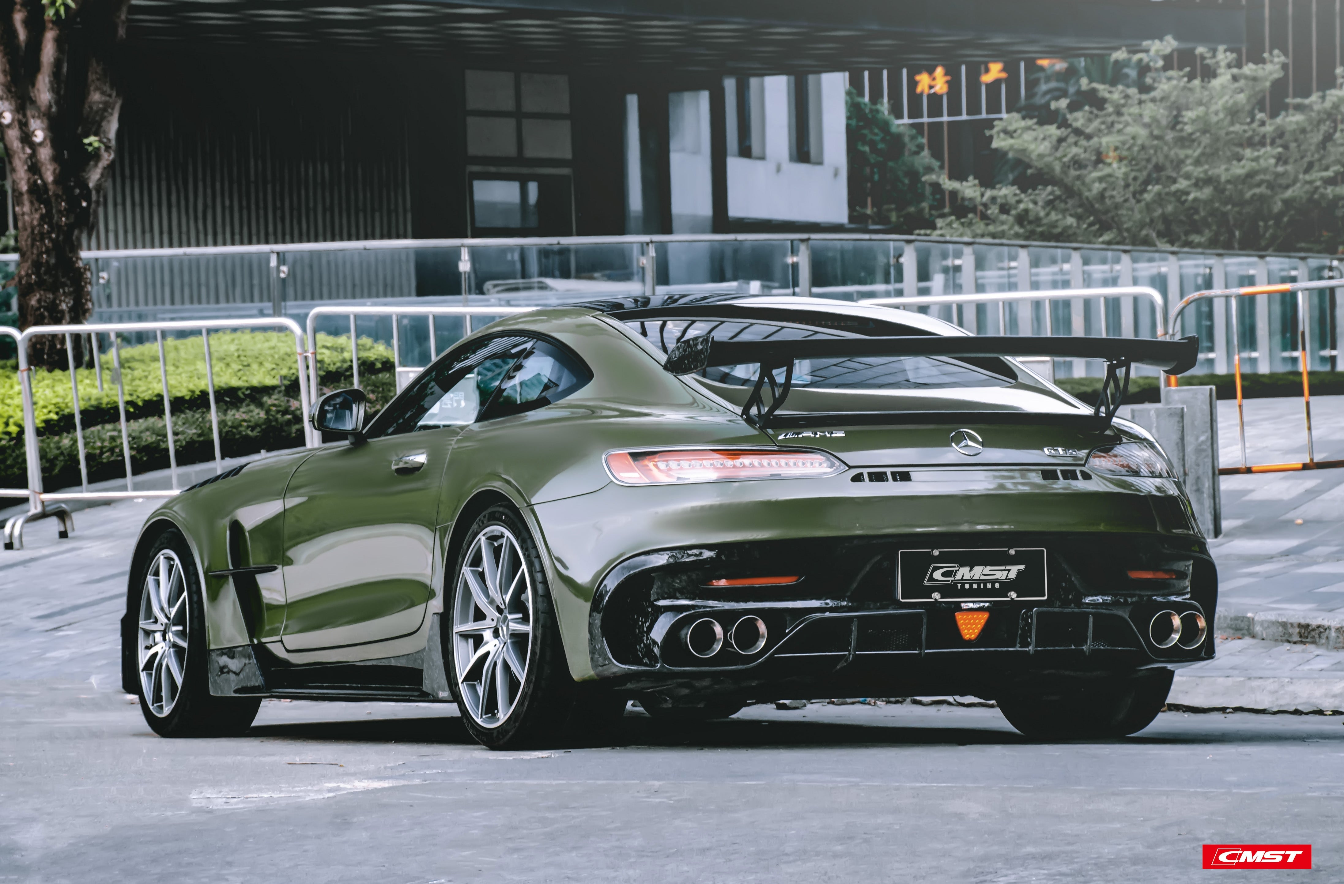 Mercedes Benz AMG GT GTS C190 2016-2021 with Aftermarket Parts - Black Series Style Rear Bumper & Diffuser Carbon Fiber / FRP from CMST Tuning