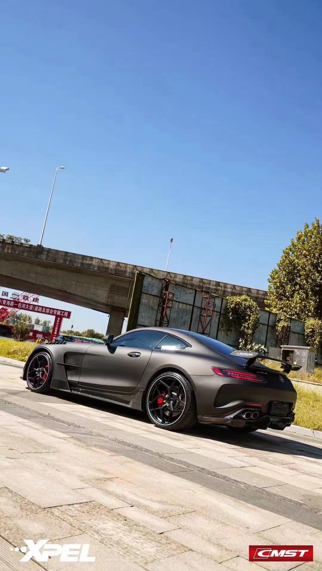 Mercedes Benz AMG GT GTS C190 2016-2021 with Aftermarket Parts - Black Series Style Rear Wheel Arch Trim Carbon Fiber / FRP from CMST Tuning