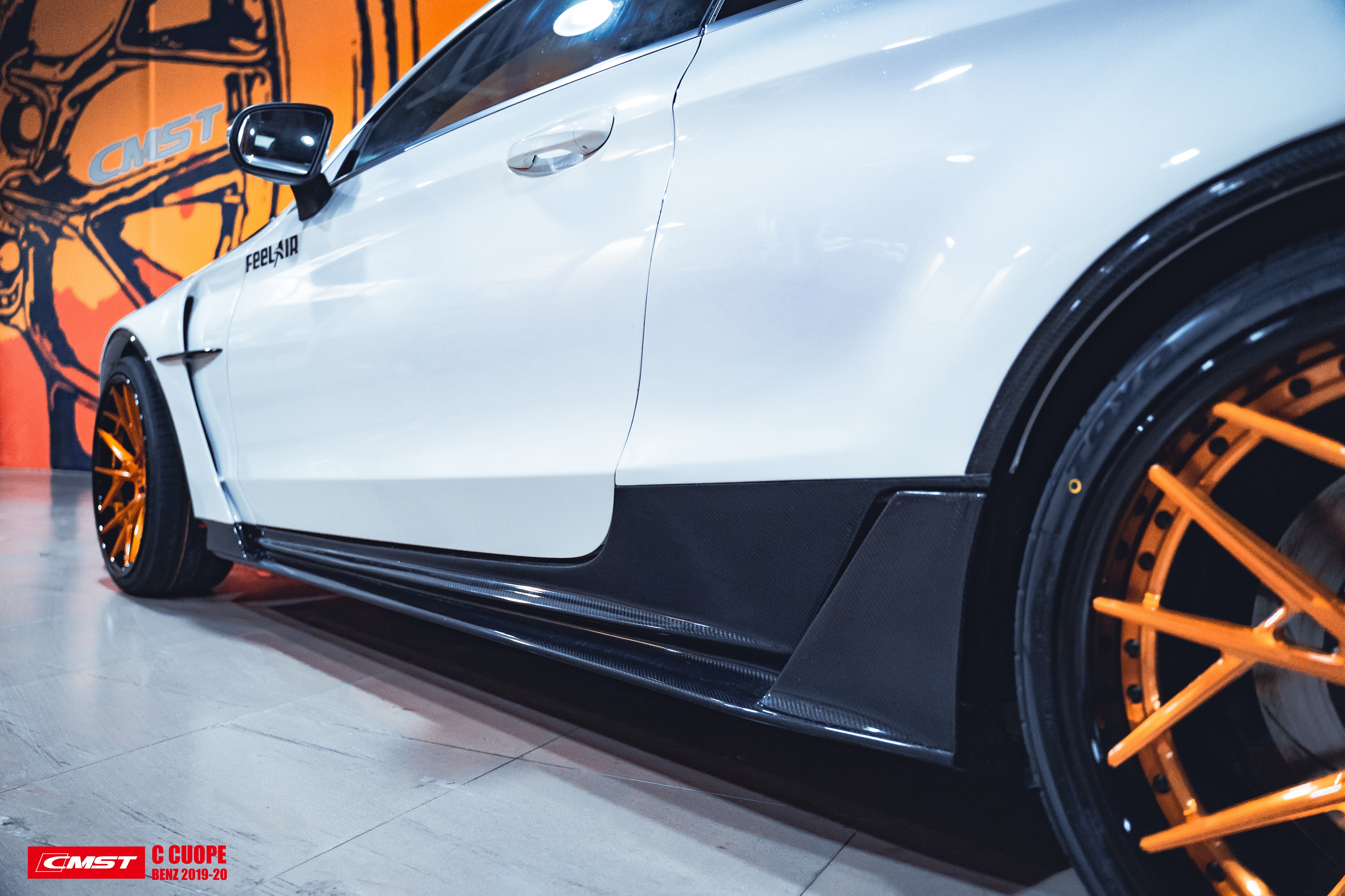 Mercedes Benz C-Class C43 AMG C300 W205 2016-2022 Coupe Convertible (suitable for both pre-facelift and facelift) with Aftermarket Parts - Side Skirts Carbon Fiber / FRP from CMST Tuning
