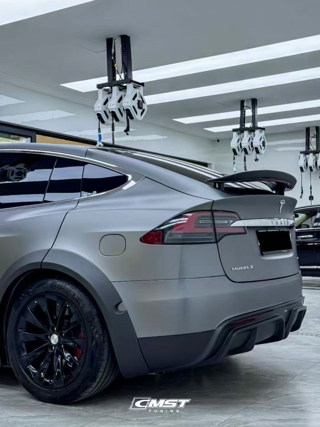 Tesla Model X P100D 100D 90D 75D 60D Performance Long Range Base 2016-2021 with Aftermarket Parts - Rear Trunk Spoiler Carbon Fiber / FRP from CMST Tuning