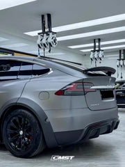Tesla Model X P100D 100D 90D 75D 60D Performance Long Range Base 2016-2021 with Aftermarket Parts - Rear Trunk Spoiler Carbon Fiber / FRP from CMST Tuning
