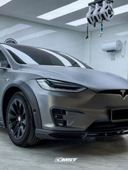 Tesla Model X P100D 100D 90D 75D 60D Performance Long Range Base 2016-2021 with Aftermarket Parts - Front Lip Splitter Carbon Fiber / FRP from CMST Tuning