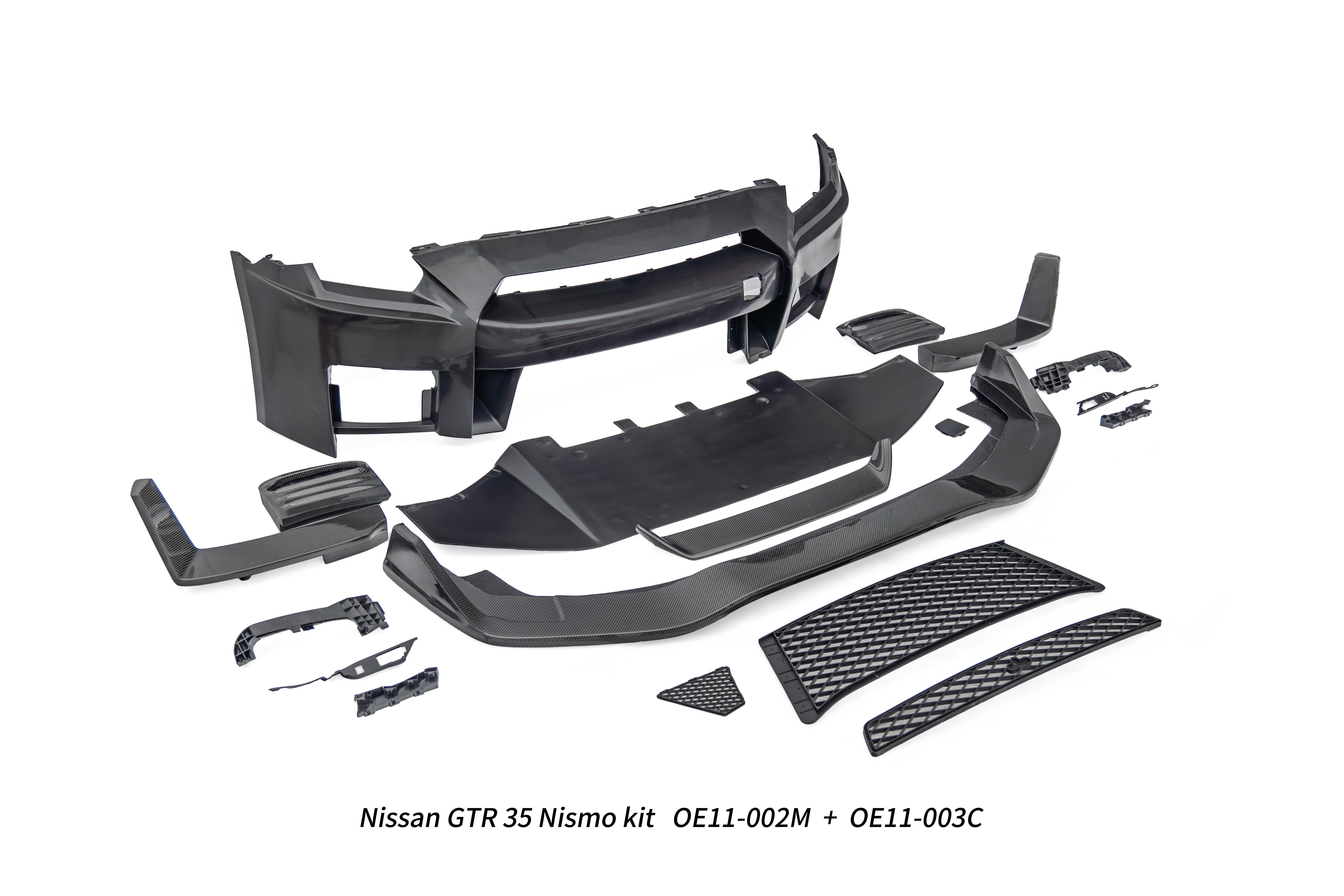 Nissan GTR R35 CBA DBA EBA 2008 2009 2010 2011 2012 2013 2014 2015 2016 2017 2018 2019 2020 2021 2022 2023 2024 (for installation on 2008-2016 vehicles, 2017-2024 hood is recommended) with Aftermarket Parts - Nismo Style Front Bumper &  Lip Carbon Fiber from CMST Tuning