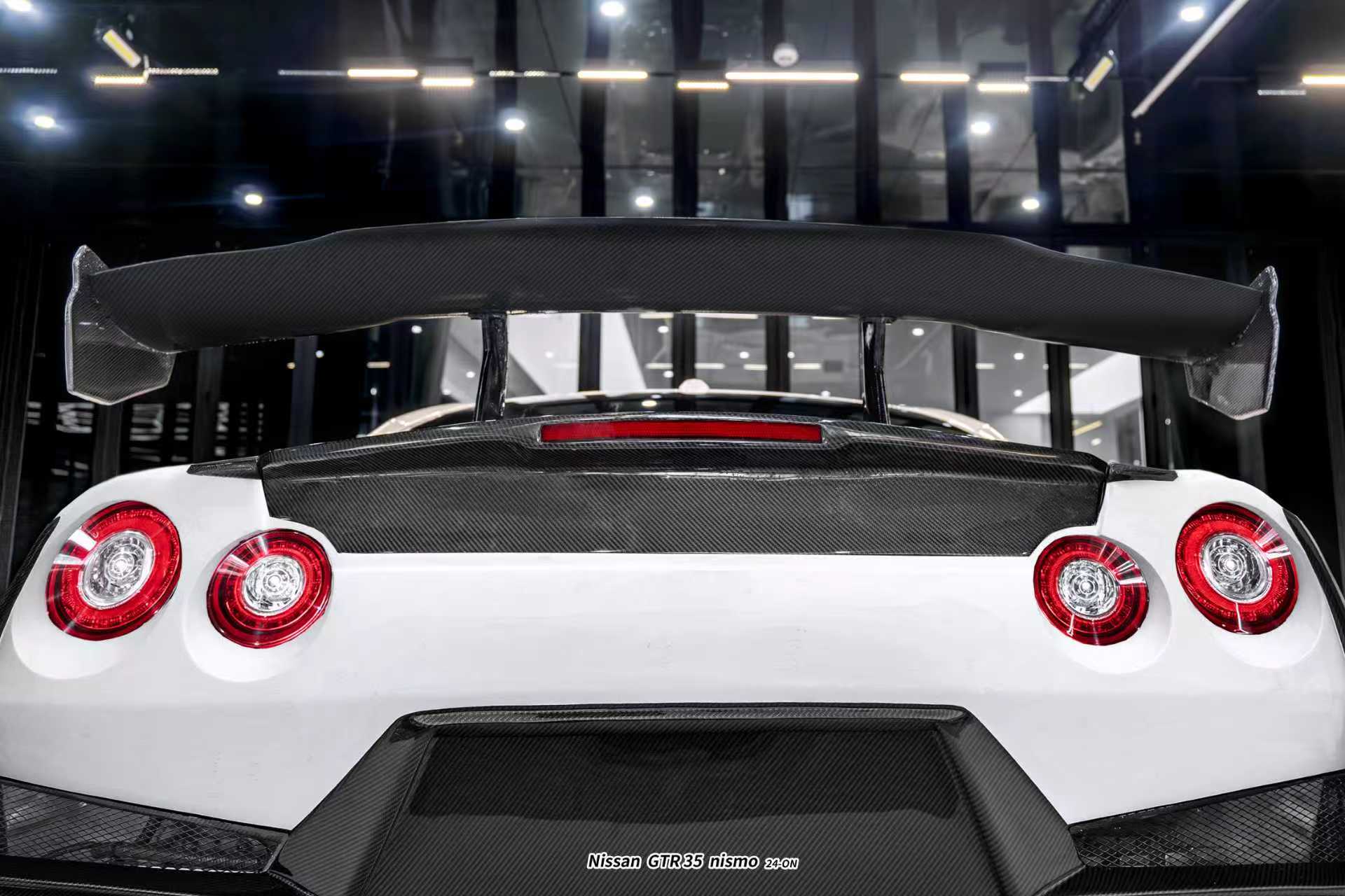 Nissan GTR R35 CBA DBA EBA 2008 2009 2010 2011 2012 2013 2014 2015 2016 2017 2018 2019 2020 2021 2022 2023 2024 with Aftermarket Parts - 2024 NISMO Style Rear Spoiler Carbon Fiber / FRP from CMST Tuning
