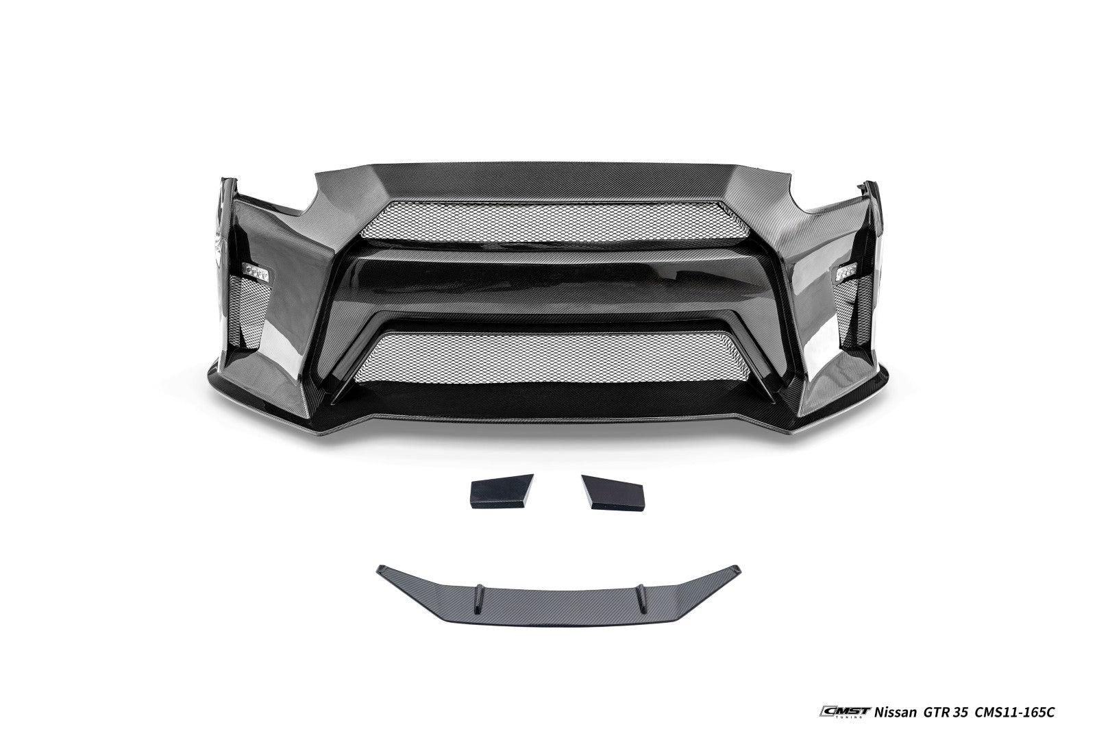 Nissan GTR R35 CBA DBA EBA 2008 2009 2010 2011 2012 2013 2014 2015 2016 2017 2018 2019 2020 2021 2022 2023 2024 (for installation on 2017-2024 vehicles, 2008-2016 hood is recommended) with Aftermarket Parts - HORIZON Front Bumper & Undertray Carbon Fiber / FRP from CMST Tuning