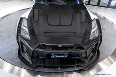 Nissan GTR R35 CBA DBA EBA 2008 2009 2010 2011 2012 2013 2014 2015 2016 2017 2018 2019 2020 2021 2022 2023 2024 (for installation on 2017-2024 vehicles, 2008-2016 hood is recommended) with Aftermarket Parts - HORIZON Front Bumper & Undertray Carbon Fiber / FRP from CMST Tuning