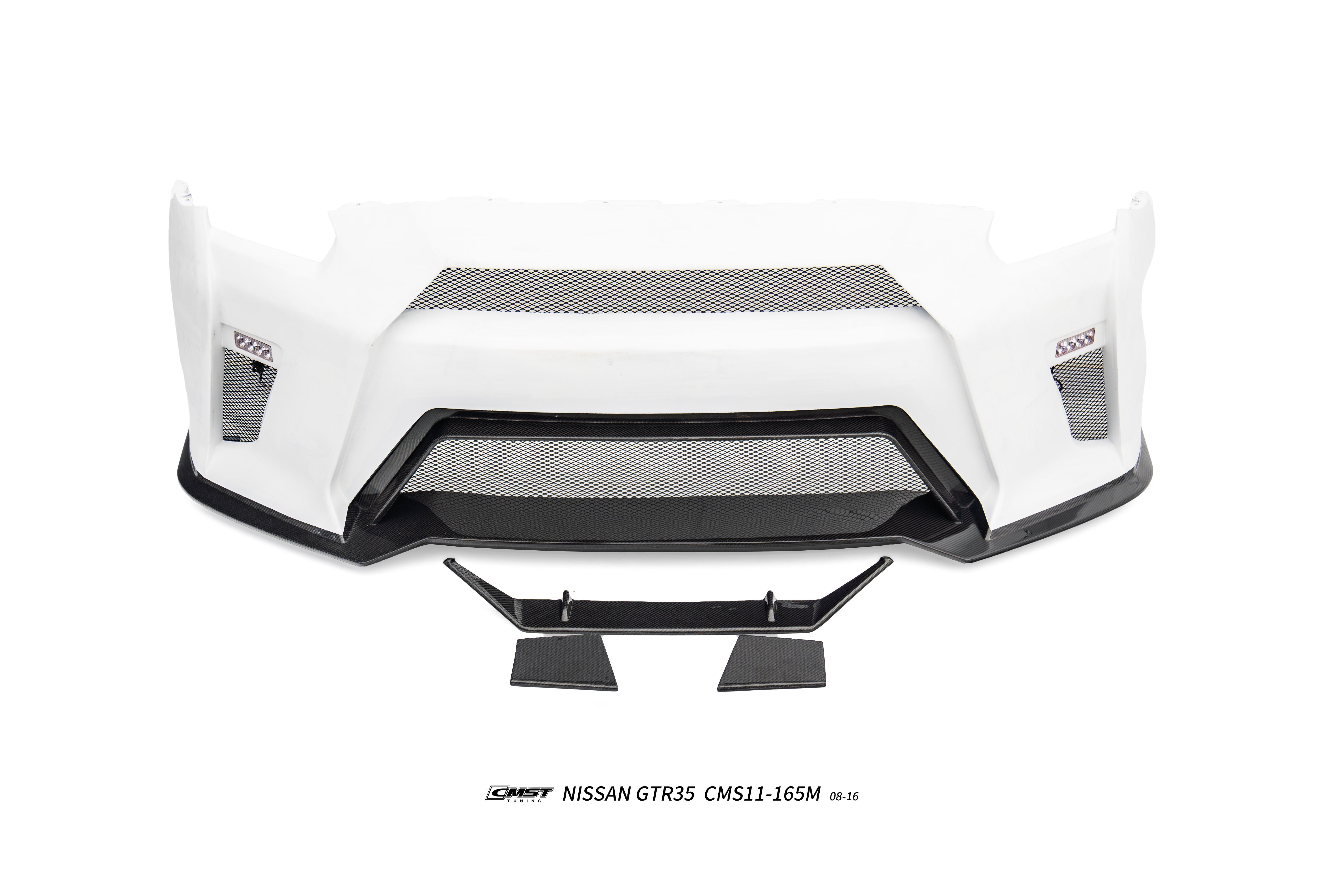Nissan GTR R35 CBA DBA EBA 2008 2009 2010 2011 2012 2013 2014 2015 2016 2017 2018 2019 2020 2021 2022 2023 2024 (for installation on 2017-2024 vehicles, 2008-2016 hood is recommended) with Aftermarket Parts - HORIZON Front Bumper & Undertray Carbon Fiber / FRP from CMST Tuning