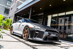 Nissan GTR R35 CBA DBA EBA 2008 2009 2010 2011 2012 2013 2014 2015 2016 2017 2018 2019 2020 2021 2022 2023 2024 (for installation on 2017-2024 vehicles, 2008-2016 hood is recommended) with Aftermarket Parts - HORIZON Front Bumper & Undertray Carbon Fiber / FRP from CMST Tuning