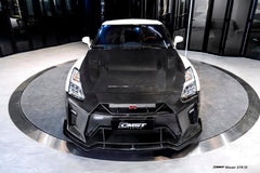 Nissan GTR R35 CBA DBA EBA 2008-2024 with Aftermarket Parts - HORIZON Narrow body &  Widebody Front Lip Carbon Fiber / FRP from CMST Tuning