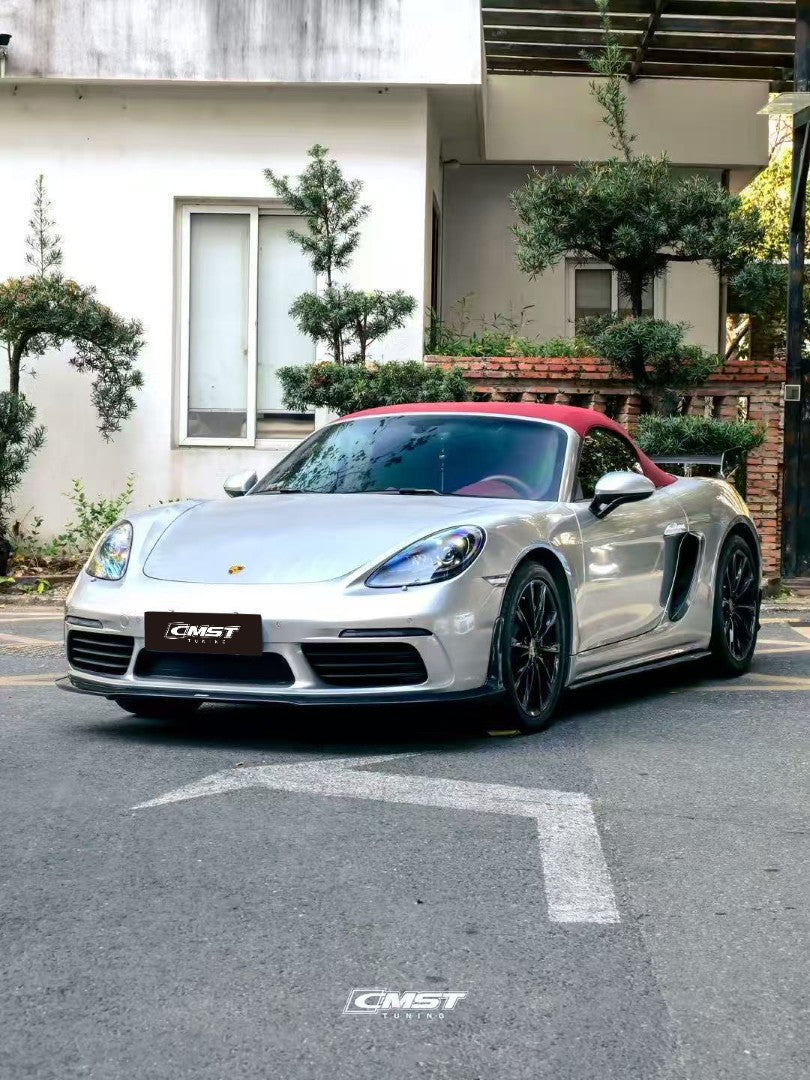 Porsche 718 Cayman Boxster Base S T 2017-ON with Aftermarket Parts - V1 Style Front Lip Splitter Carbon Fiber / FRP from CMST Tuning