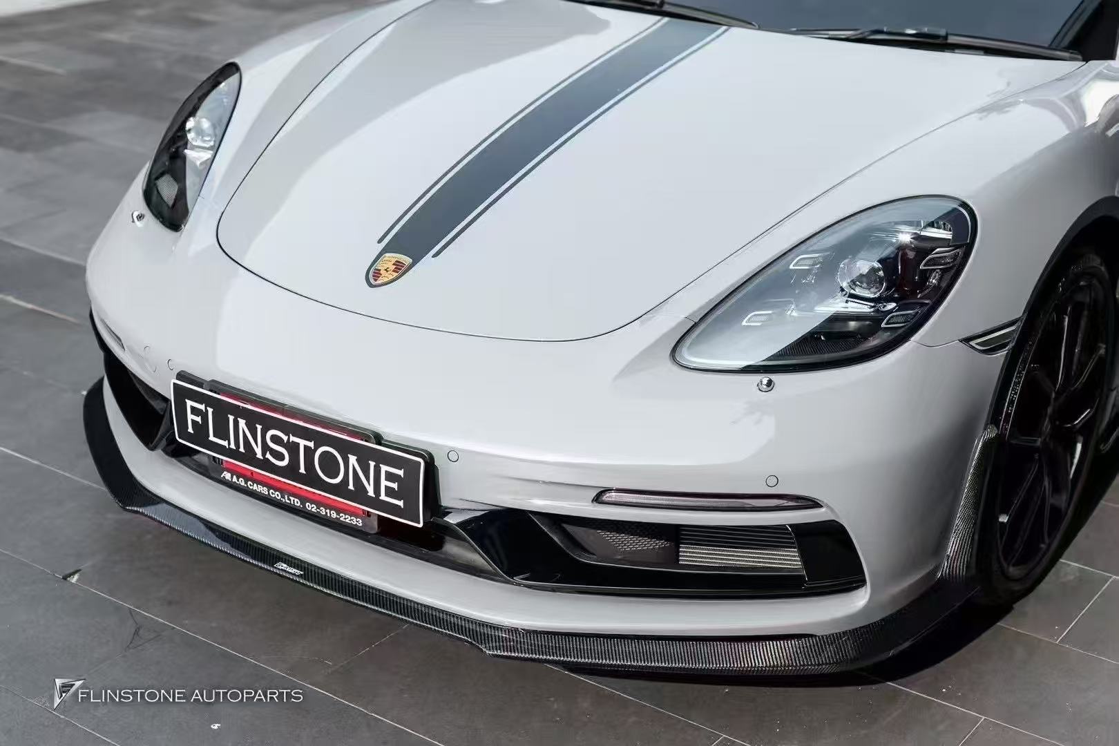 Porsche 718 Cayman Boxster Base S T 2017-ON with Aftermarket Parts - V1 Style Front Lip Splitter Carbon Fiber / FRP from CMST Tuning