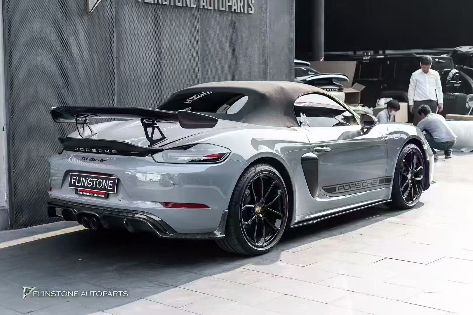 Porsche 718 718 Cayman Boxster Base S T GTS GT4 Spyder 2017-ON with Aftermarket Parts - V1 Style Side Skirts Carbon Fiber / FRP from CMST Tuning