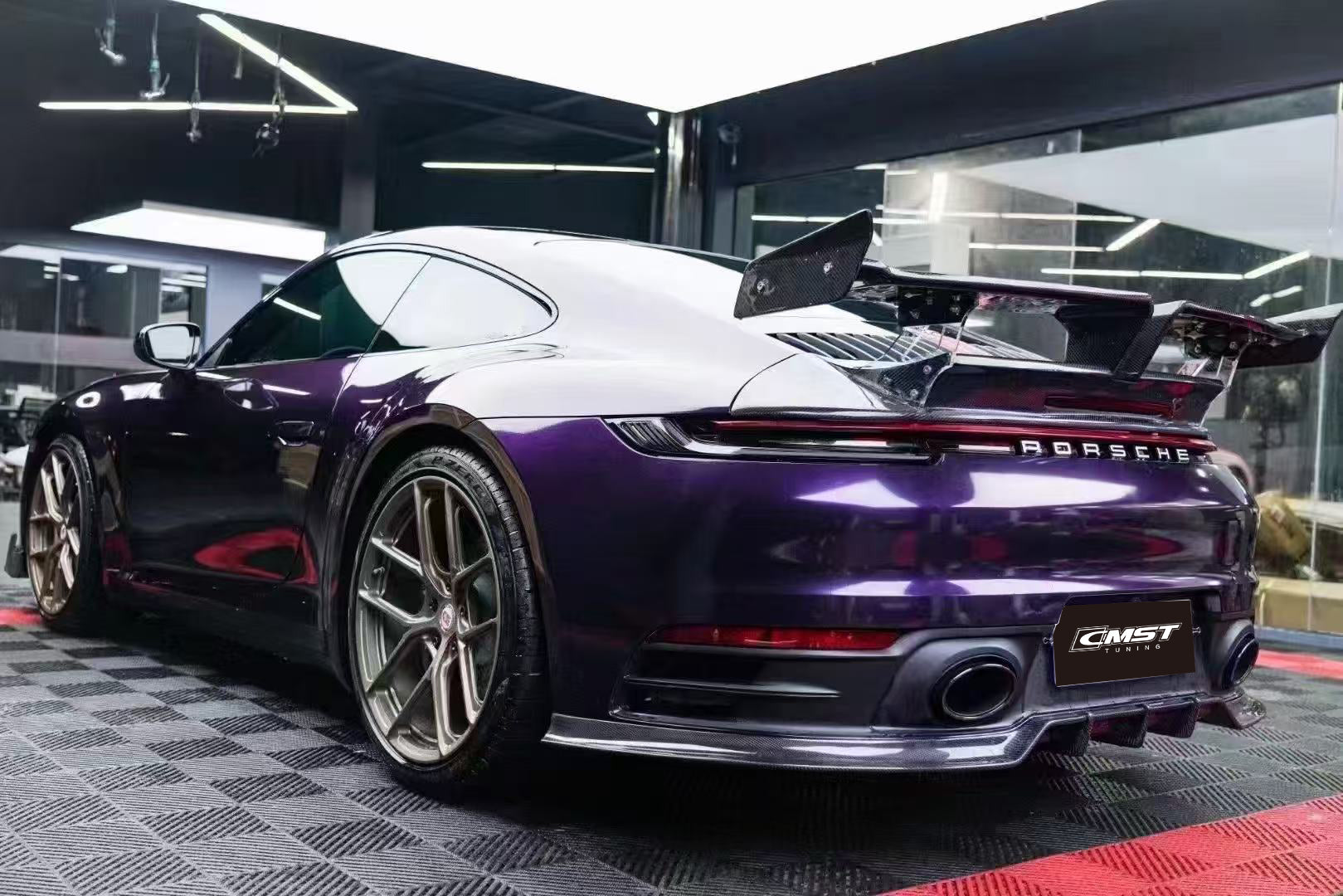 Porsche 911 992 992.1 Carerra Base/S/T/4/4S/Targa 4/Targa 4S/GTS 2020-2024 with Aftermarket Parts - V1 Style Carbon Fiber & FRP Rear Spoiler from CMST Tuning