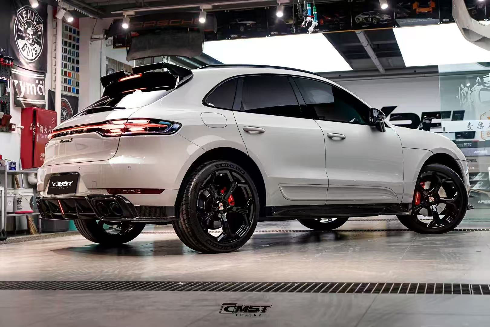 Porsche Macan 95B.1 Base/S/GTS/Sport Edition/Turbo 2016 2017 2018 & Macan 95B.2 Base/S/GTS/Turbo 2019 2020 2021 with Aftermarket Parts - Rear Roof Spoiler Carbon Fiber / FRP from CMST Tuning
