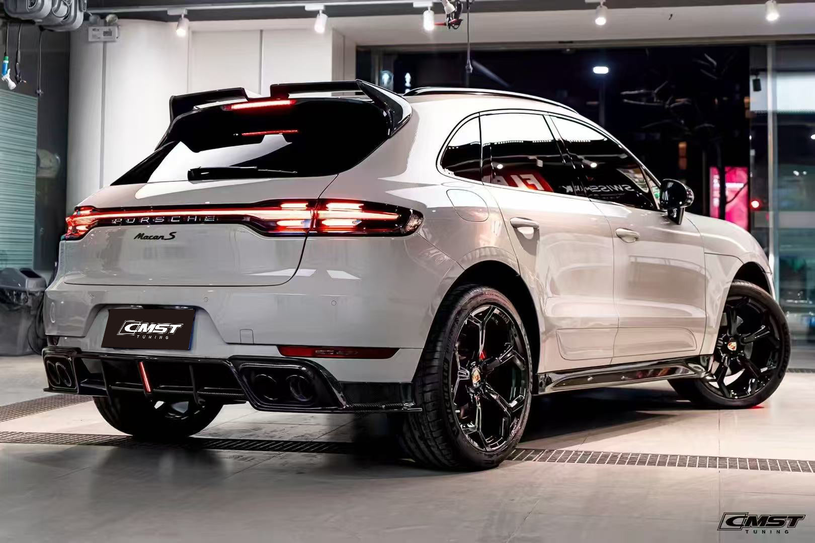 Porsche Macan 95B.1 Base/S/GTS/Sport Edition/Turbo 2016 2017 2018 & Macan 95B.2 Base/S/GTS/Turbo 2019 2020 2021 with Aftermarket Parts - Rear Roof Spoiler Carbon Fiber / FRP from CMST Tuning