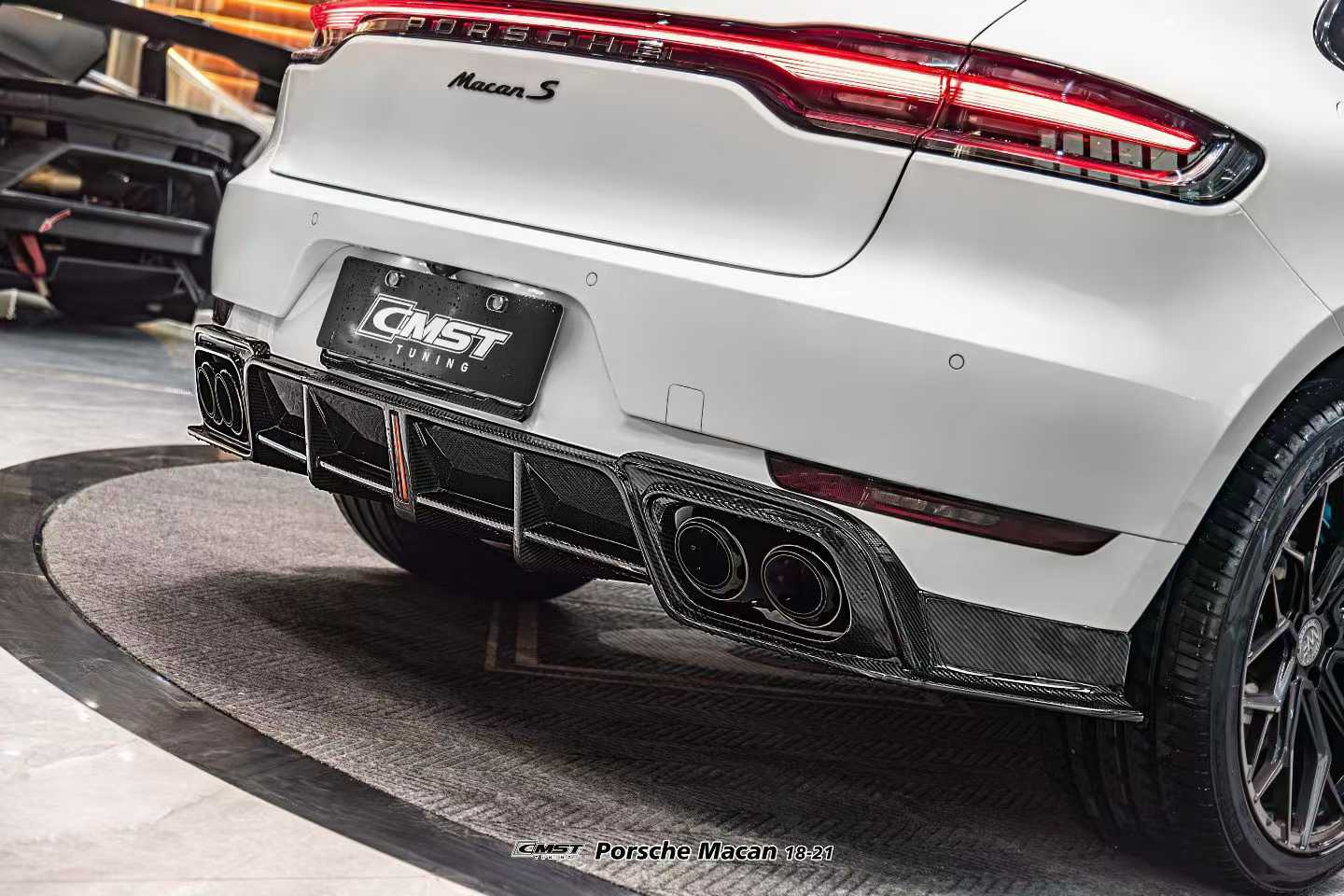 Porsche Macan 95B.1 Base/S/GTS/Sport Edition/Turbo 2015 2016 2017 2018 & Macan 95B.2 Base/S/GTS/Turbo 2019 2020 2021 with Aftermarket Parts - Rear Diffuser Carbon Fiber / FRP from CMST Tuning