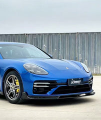 Porsche Panamera 971.2 Turbo/Turbo S 2021 2022 2023 (not all Turbo S has the same bumper, please make sure you have the same bumper as pictured) with Aftermarket Parts - Front Lip Splitter Pre-preg Carbon Fiber / FRP from CMST Tuning