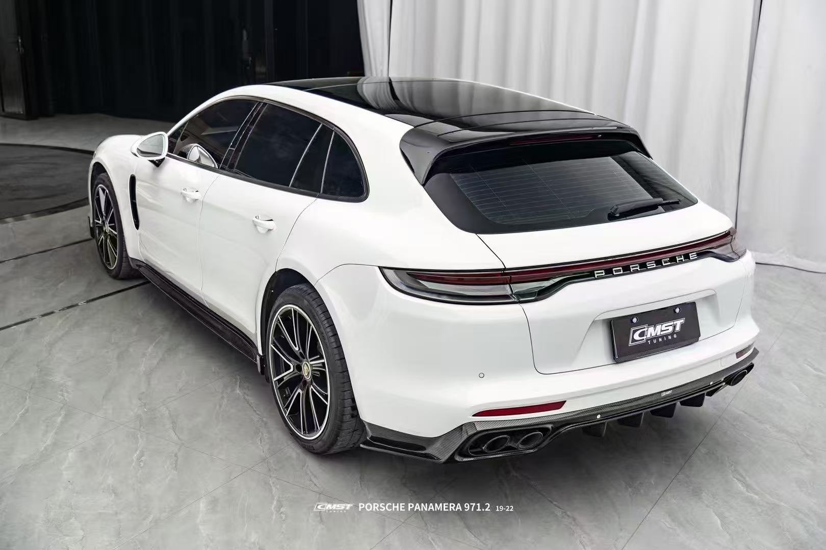 Porsche Panamera 971 971.1 RWD/Base/4/4S/GTS/Turbo/Turbo S 2017 2018 2019 2020 & Panamera 971 971.2 RWD/Base/4/4S/GTS/Turbo/Turbo S 2021 2022 2023 with Aftermarket Parts - Side Skirts Pre-preg Carbon Fiber / FRP from CMST Tuning