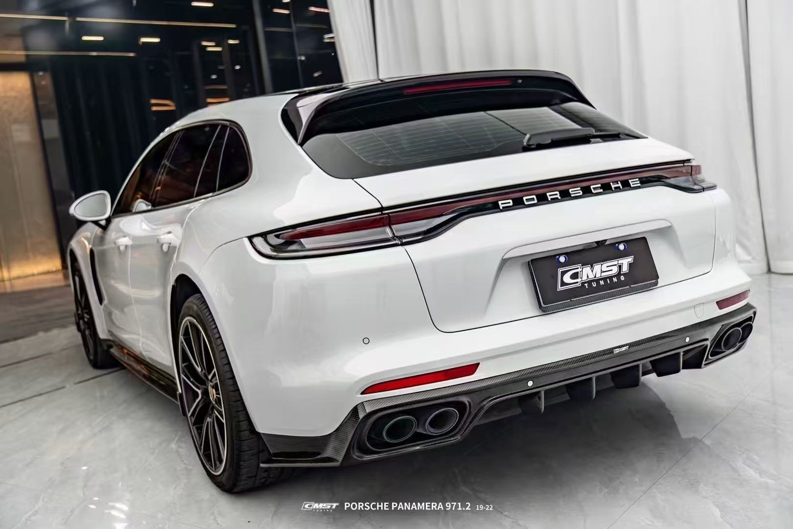 Porsche Panamera 971 971.1 RWD/Base/4/4S/GTS/Turbo/Turbo S 2017 2018 2019 2020 & Panamera 971 971.2 RWD/Base/4/4S/GTS/Turbo/Turbo S 2021 2022 2023 with Aftermarket Parts - V1 Rear Diffuser Pre-preg Carbon Fiber / Vacuumed Carbon Fiber / FRP from CMST Tuning