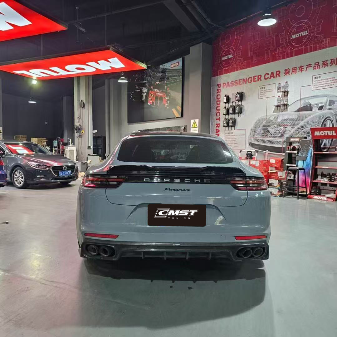 Porsche Panamera 971 971.1 RWD/Base/4/4S/GTS/Turbo/Turbo S 2017 2018 2019 2020 & Panamera 971 971.2 RWD/Base/4/4S/GTS/Turbo/Turbo S 2021 2022 2023 with Aftermarket Parts - V1 Rear Diffuser Pre-preg Carbon Fiber / Vacuumed Carbon Fiber / FRP from CMST Tuning