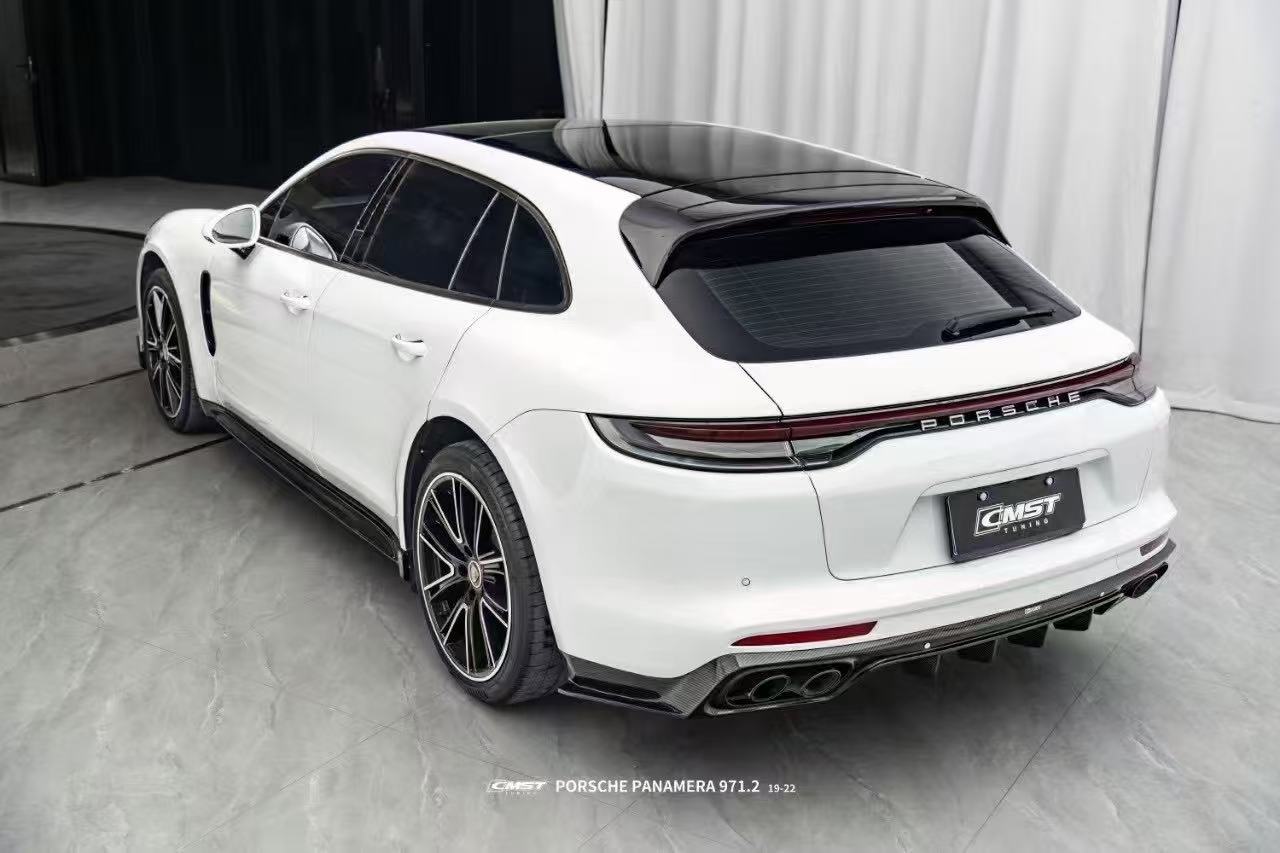 Porsche Panamera 971 971.1 RWD/Base/4/4S/GTS/Turbo/Turbo S 2017-2020 & Panamera 971 971.2 RWD/Base/4/4S/GTS/Turbo/Turbo S 2021-2023 with Aftermarket Parts - V2 Style Pre-preg Carbon & FRP Side Skirts from CMST Tuning