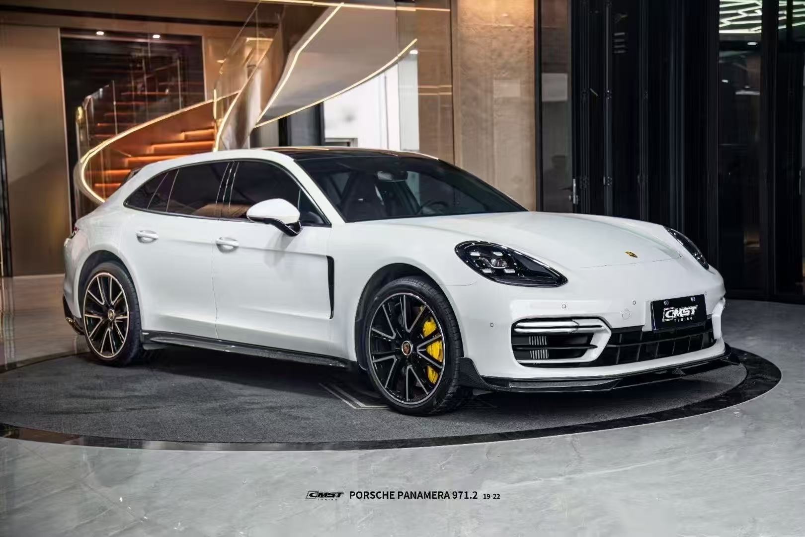 Porsche Panamera 971 971.1 RWD/Base/4/4S/GTS/Turbo/Turbo S 2017-2020 & Panamera 971 971.2 RWD/Base/4/4S/GTS/Turbo/Turbo S 2021-2023 with Aftermarket Parts - V2 Style Pre-preg Carbon & FRP Side Skirts from CMST Tuning
