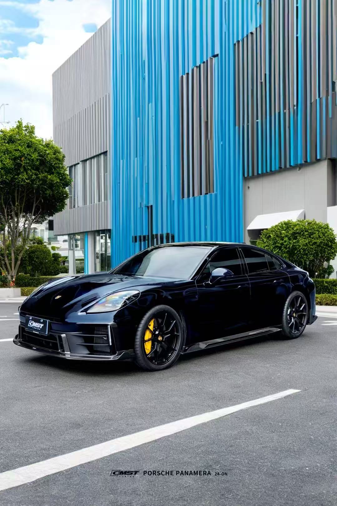 Porsche Panamera 976 Base 4 4S E-Hybird 2024 with Aftermarket Parts - Front Lip Pre-preg Carbon Fiber / FRP from CMST Tuning