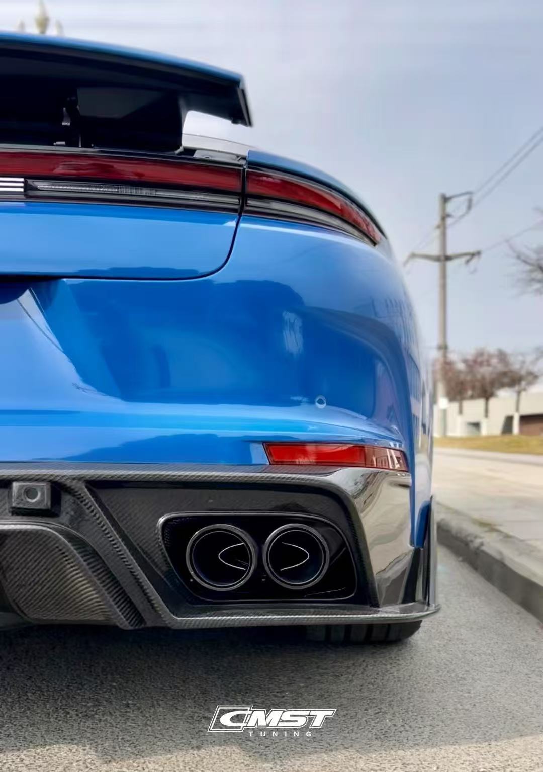 Porsche Panamera 976 Base 4 4S E-Hybird GTS Turbo 2024 with Aftermarket Parts - Rear Diffuser & Canards Pre-preg Carbon Fiber / FRP from CMST Tuning
