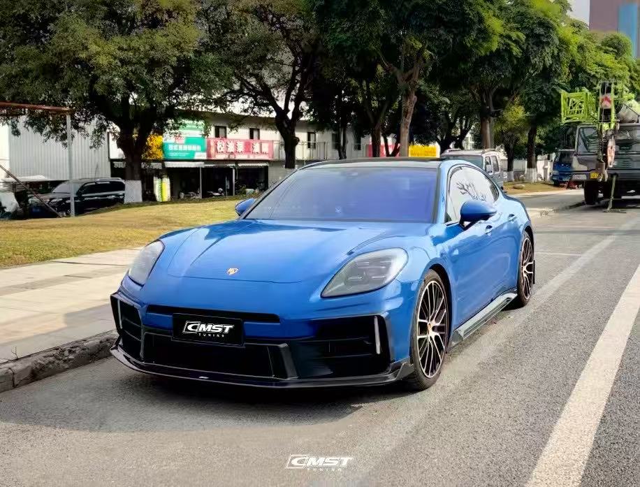 Porsche Panamera 976 Base 4 4S E-Hybird 2024 with Aftermarket Parts - Front Lip Pre-preg Carbon Fiber / FRP from CMST Tuning