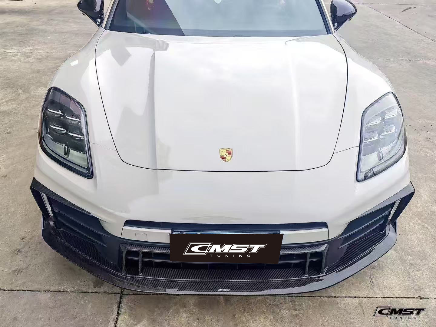 Porsche Panamera 976 Base 4 4S E-Hybird 2024 with Aftermarket Parts - Front Lip Pre-preg Carbon Fiber / FRP from CMST Tuning