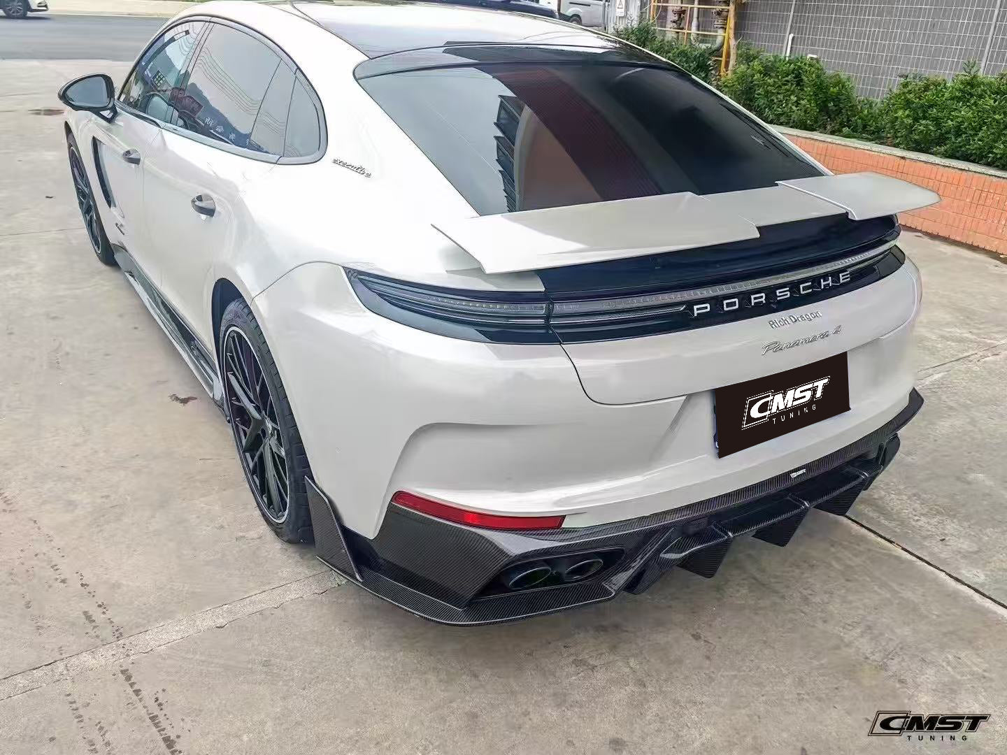 Porsche Panamera 976 Base 4 4S E-Hybird 2024 (suitable for GTS and Turbo if active spoiler is deactivated) with Aftermarket Parts - Rear Spoiler Pre-preg Carbon Fiber / FRP from CMST Tuning