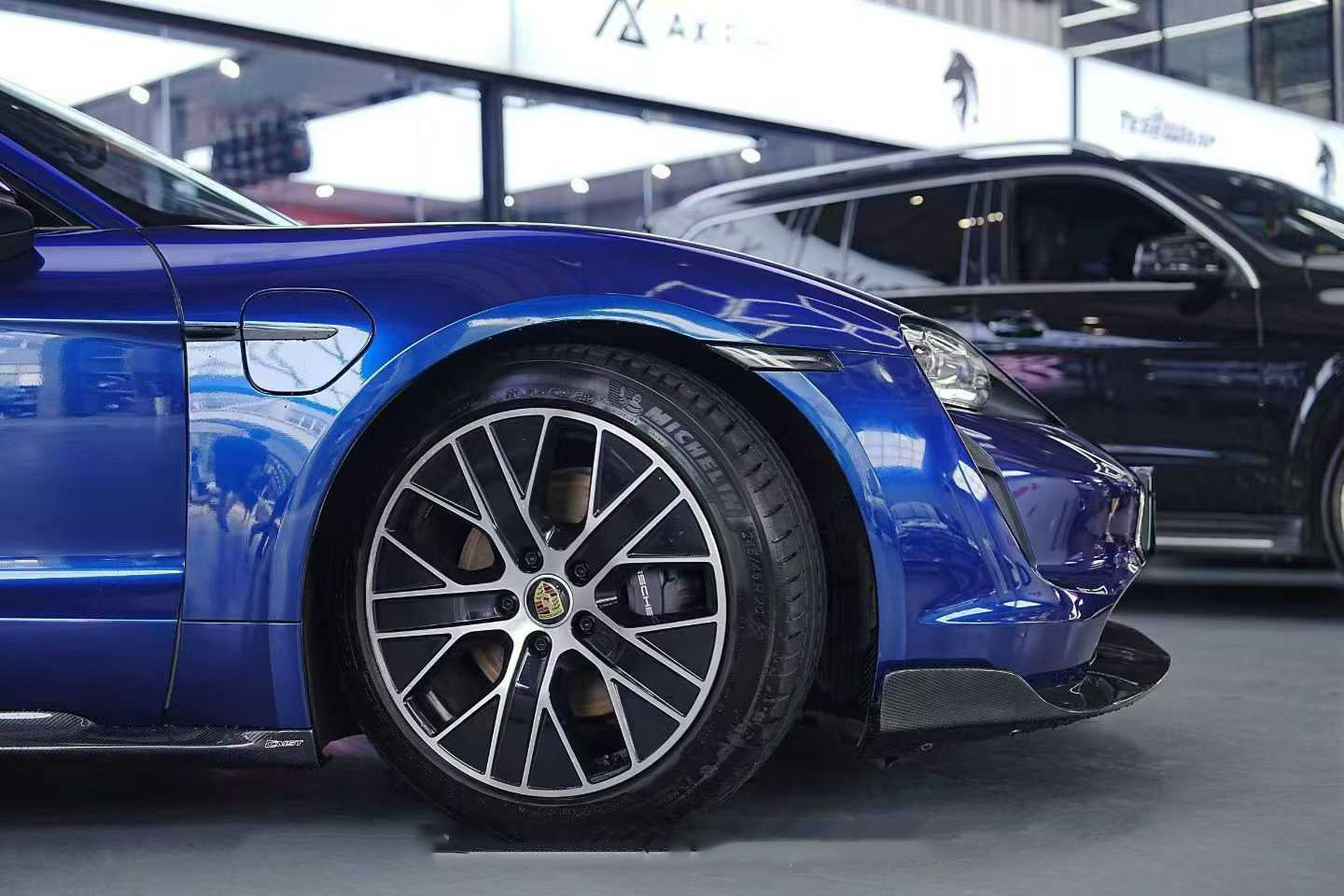 Porsche Taycan 9J1 Sedan/Cross Turismo RWD/4S/GTS 2020-2024 (RWD/4S/GTS trims will require Sport Design Package)with Aftermarket Parts -Carbon Fiber & FRP Front Lip from CMST Tuning