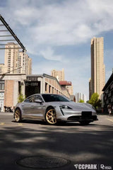 Porsche Taycan 9J1 Sedan/Cross Turismo RWD/4S/GTS/Turbo/Turbo S 2020-2024 (RWD/4S/GTS trims will require Sport Design Package) with Aftermarket Parts - Front Lip Vacuumed Carbon Fiber / FRP CMST Tuning