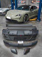 Porsche Taycan 9J1 Sedan/Cross Turismo RWD/4S/GTS/Turbo/Turbo S 2020-ON with Aftermarket Parts - Rear Diffuser & Canards Carbon Fiber / FRP from CMST Tuning