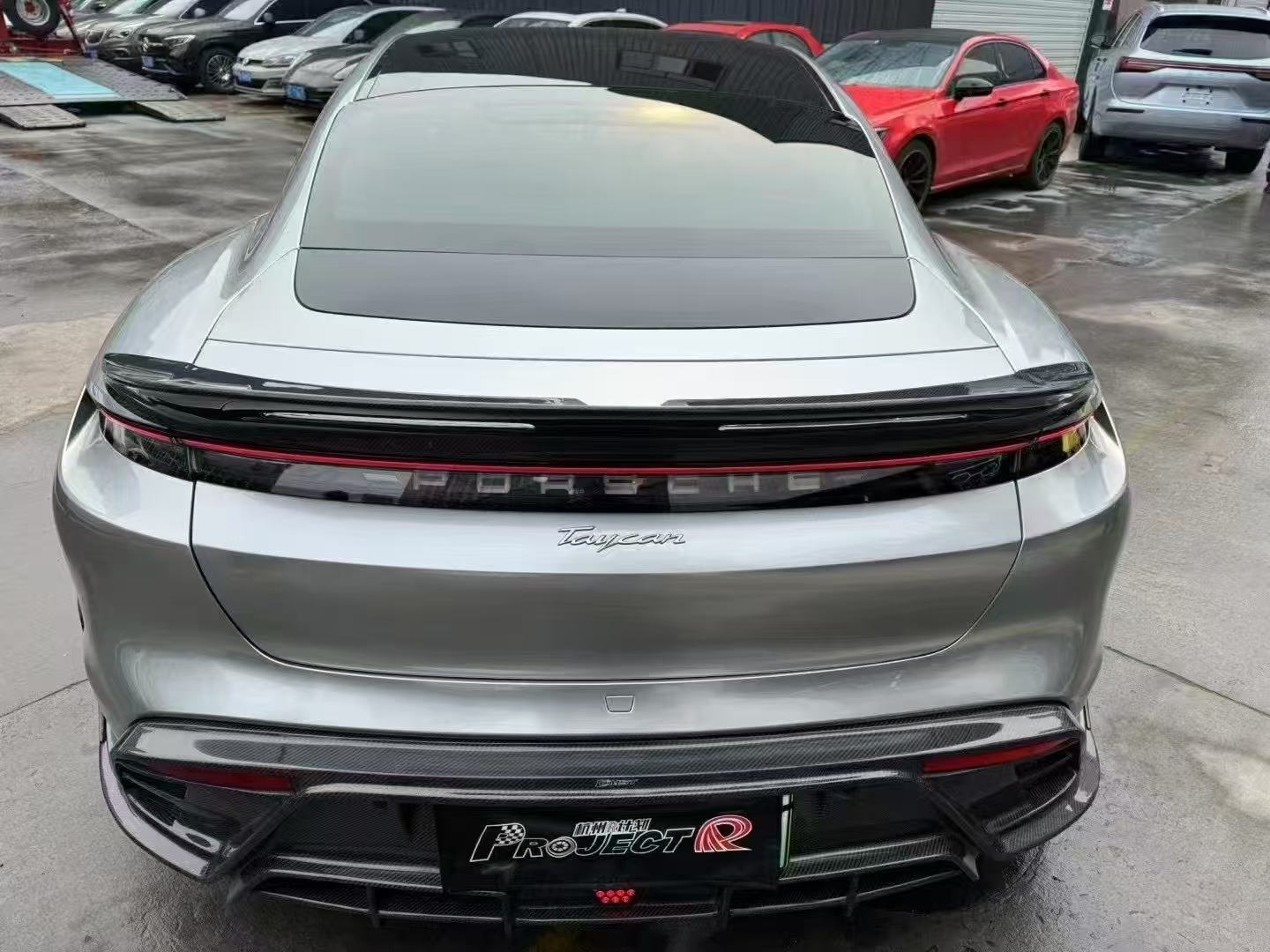 Porsche Taycan 9J1 Sedan/Cross Turismo RWD/4S/GTS/Turbo/Turbo S 2020-ON with Aftermarket Parts - Rear Diffuser & Canards Carbon Fiber / FRP from CMST Tuning