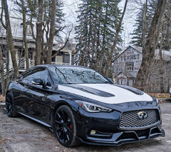 Infiniti Q60 Red Sport 400 Premium Luxe Sport Pure 2017 2018 2019 2020 2021 2022 with Aftermarket Parts - Project Black S Concept Hood Bonnet Carbon Fiber / FRP from CMST Tuning 