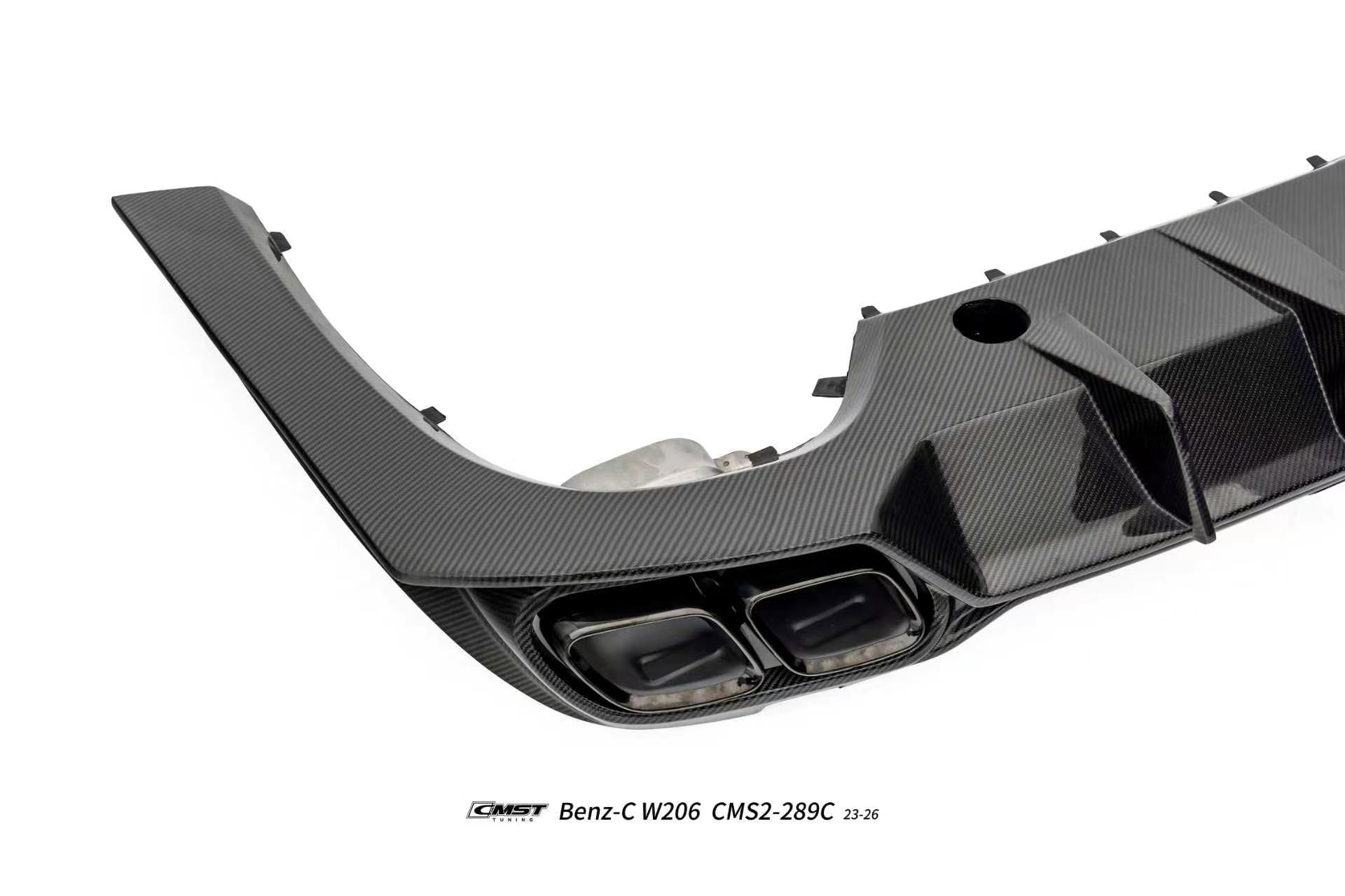 Mercedes Benz C-Class C63 C43 AMG C300 (with sport-package bumper) W206 S206 2021-ON with Aftermarket Parts - Rear Diffuser & Exhaust Carbon Fiber / FRP from CMST Tuning
