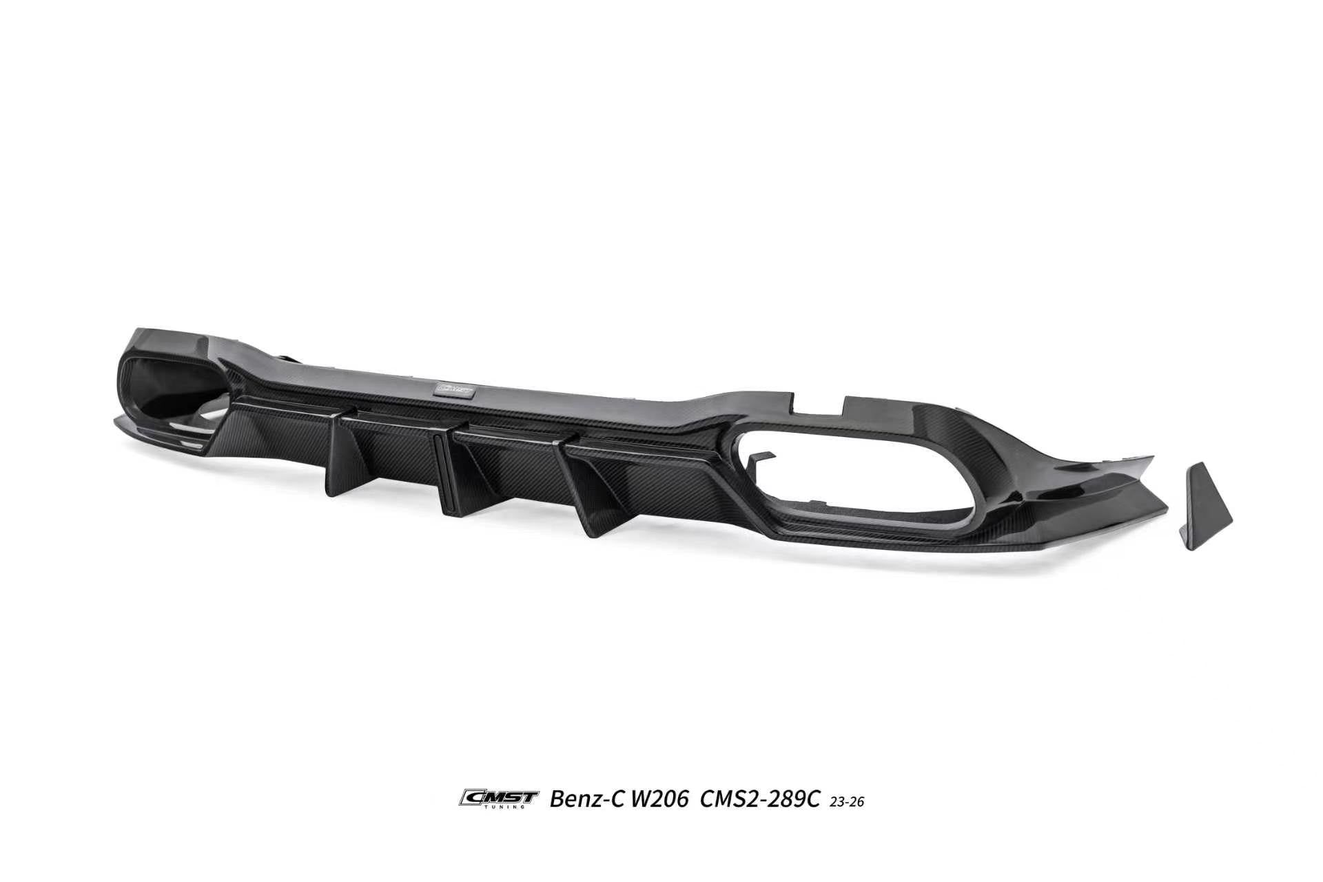Mercedes Benz C-Class C63 C43 AMG C300 (with sport-package bumper) W206 S206 2021-ON with Aftermarket Parts - Rear Diffuser & Exhaust Carbon Fiber / FRP from CMST Tuning