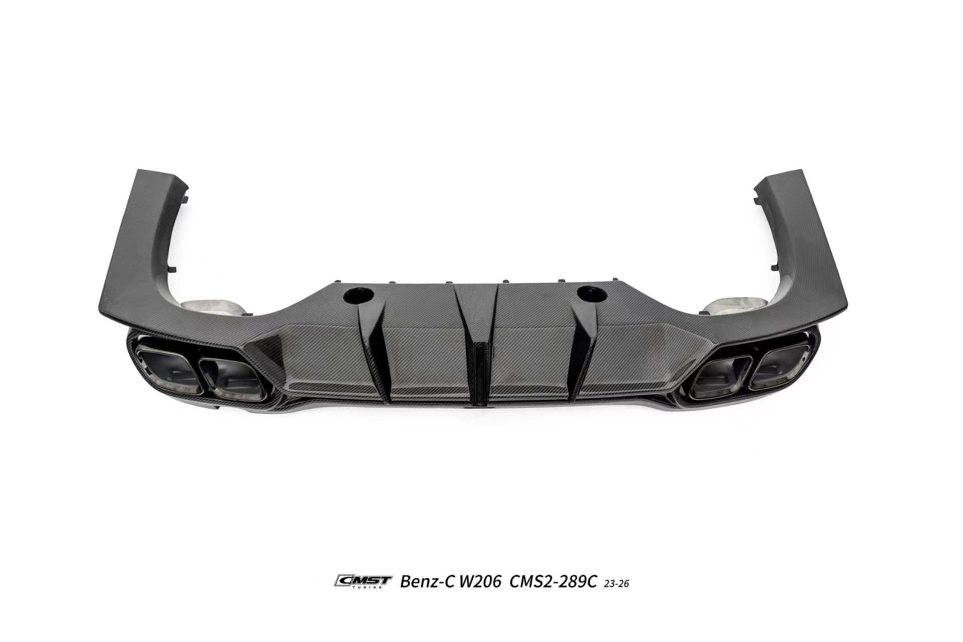 Mercedes Benz C-Class C63 C43 AMG C300 (with sport-package bumper) W206 S206 2021-ON with Aftermarket Parts - Rear Diffuser & Exhaust Carbon Fiber / FRP from CMST Tuning