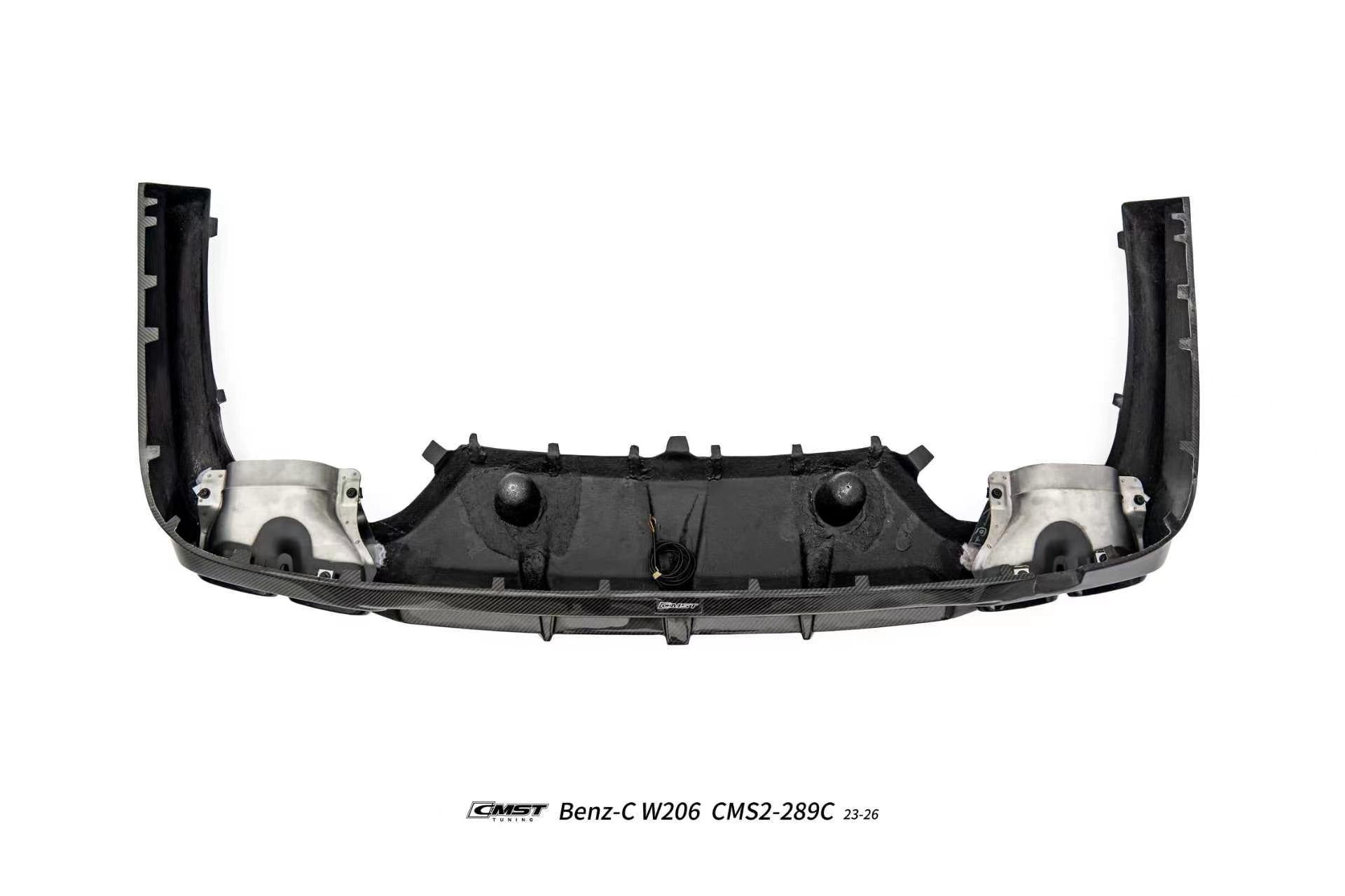 Mercedes Benz C-Class C63 C43 AMG C300 (with sport-package bumper) W206 S206 2021-ON with Aftermarket Parts - Rear Diffuser & Exhaust Carbon Fiber / FRP from CMST Tuning