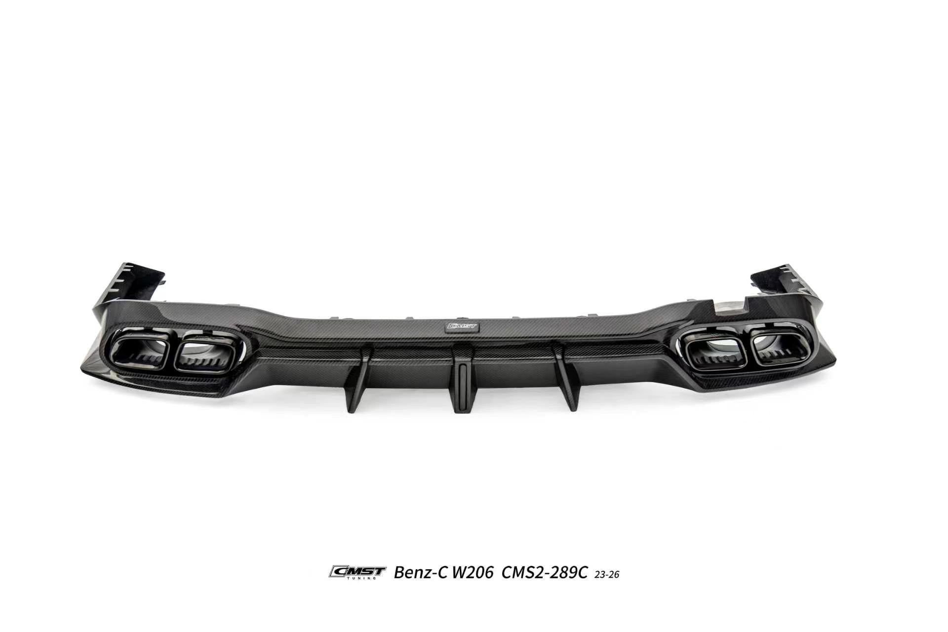 Mercedes Benz C-Class C63 C43 AMG C300 (with sport-package bumper) W206 S206 2021-ON with Aftermarket Parts - Rear Diffuser & Exhaust Carbon Fiber / FRP from CMST Tuning