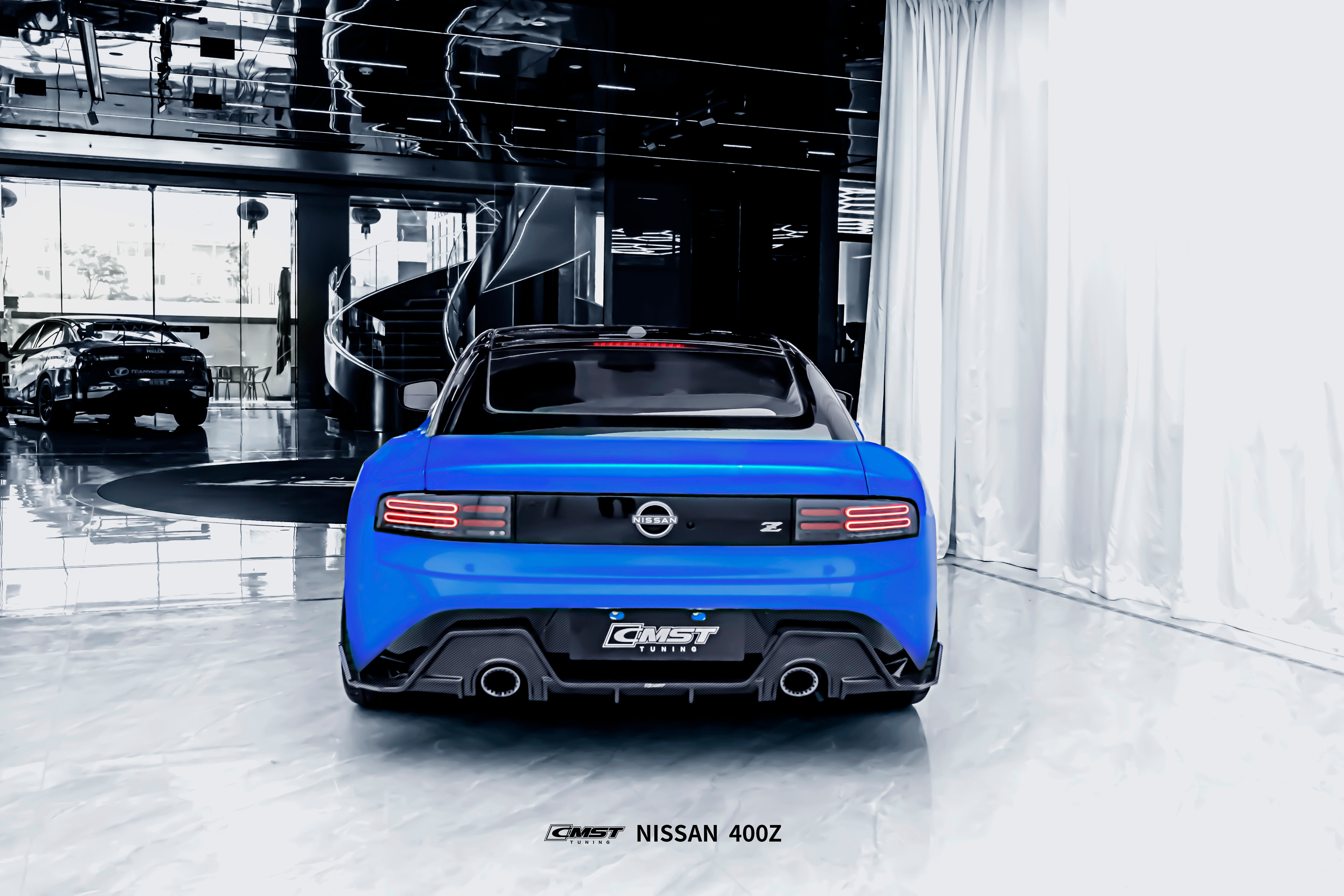400z Blue Color Rear Nissan Z 400Z Nismo Proto RZ34 Aftermarket Parts - CMST Tuning Rear ...